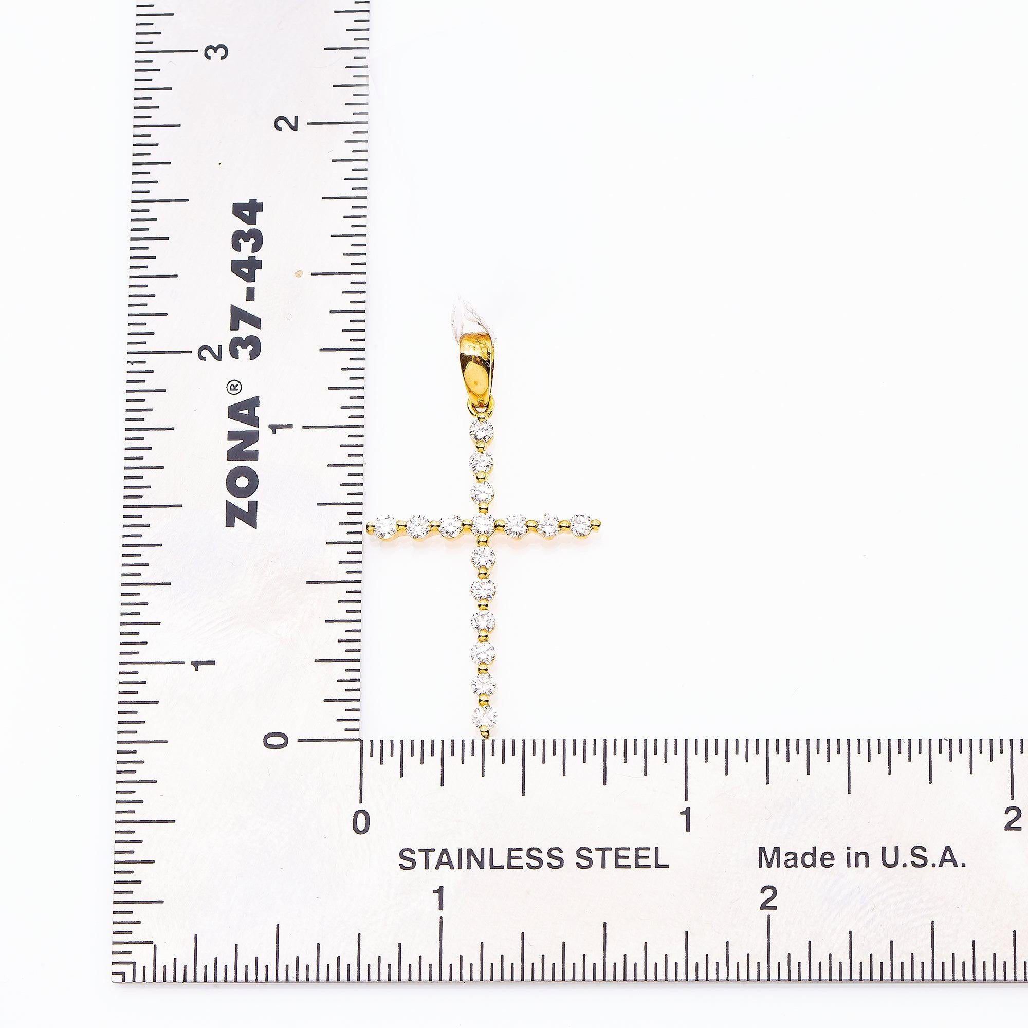 Unisex 18K Yellow Gold Cross Pendant with 0.50 CT Diamonds