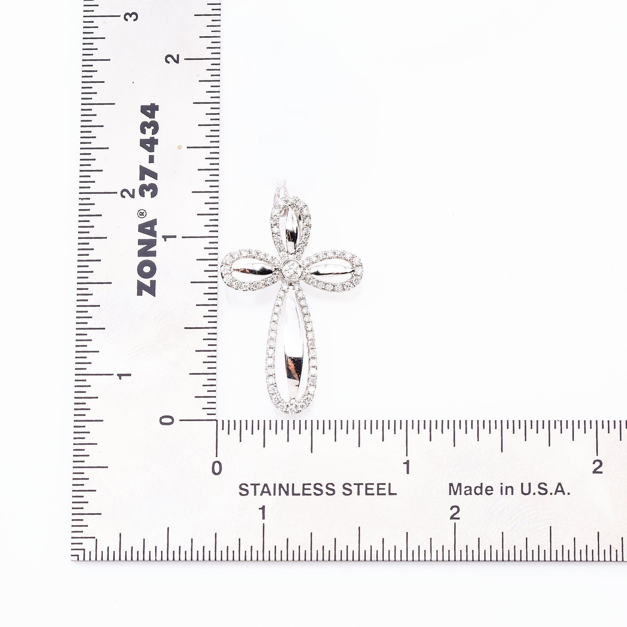 Women's 18K White Gold Cross Pendant with 0.42 CT Diamonds