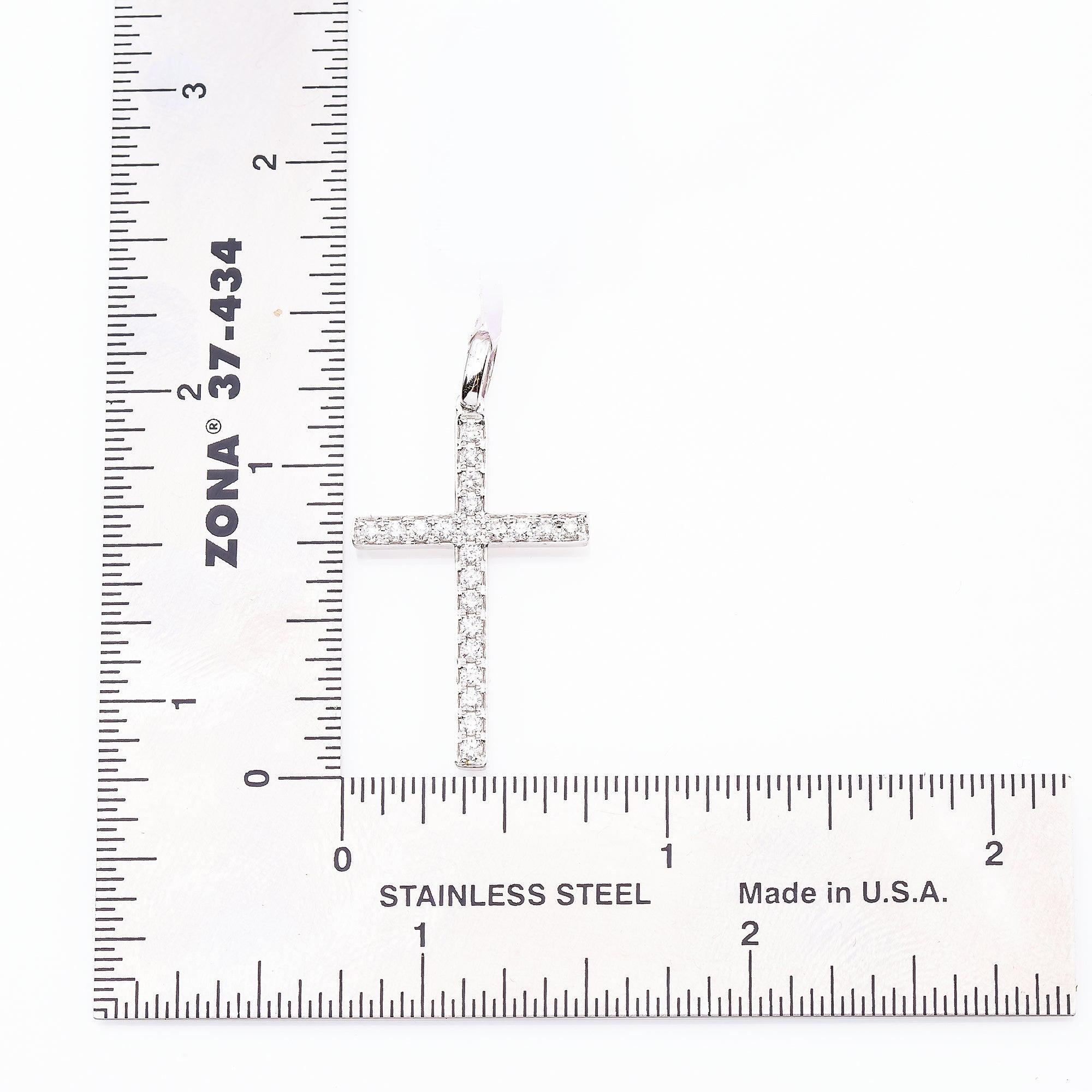 Unisex 18K White Gold Cross Pendant with 0.49 CT  Diamonds