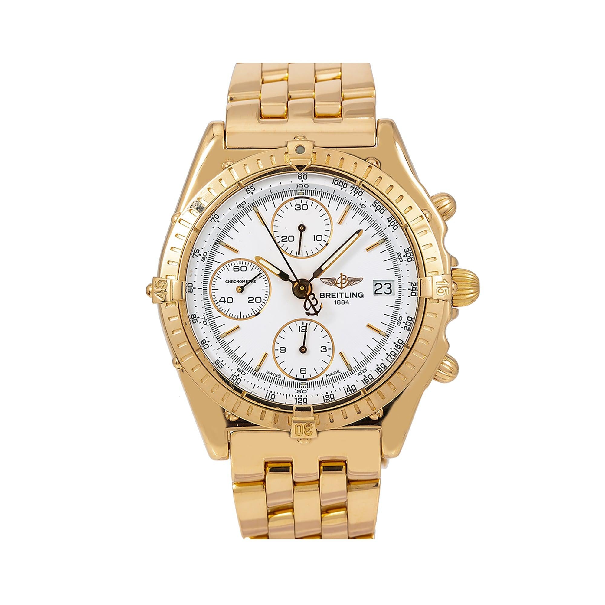 Breitling Chronomat K13050 40MM White Dial With Yellow Gold Bracelet