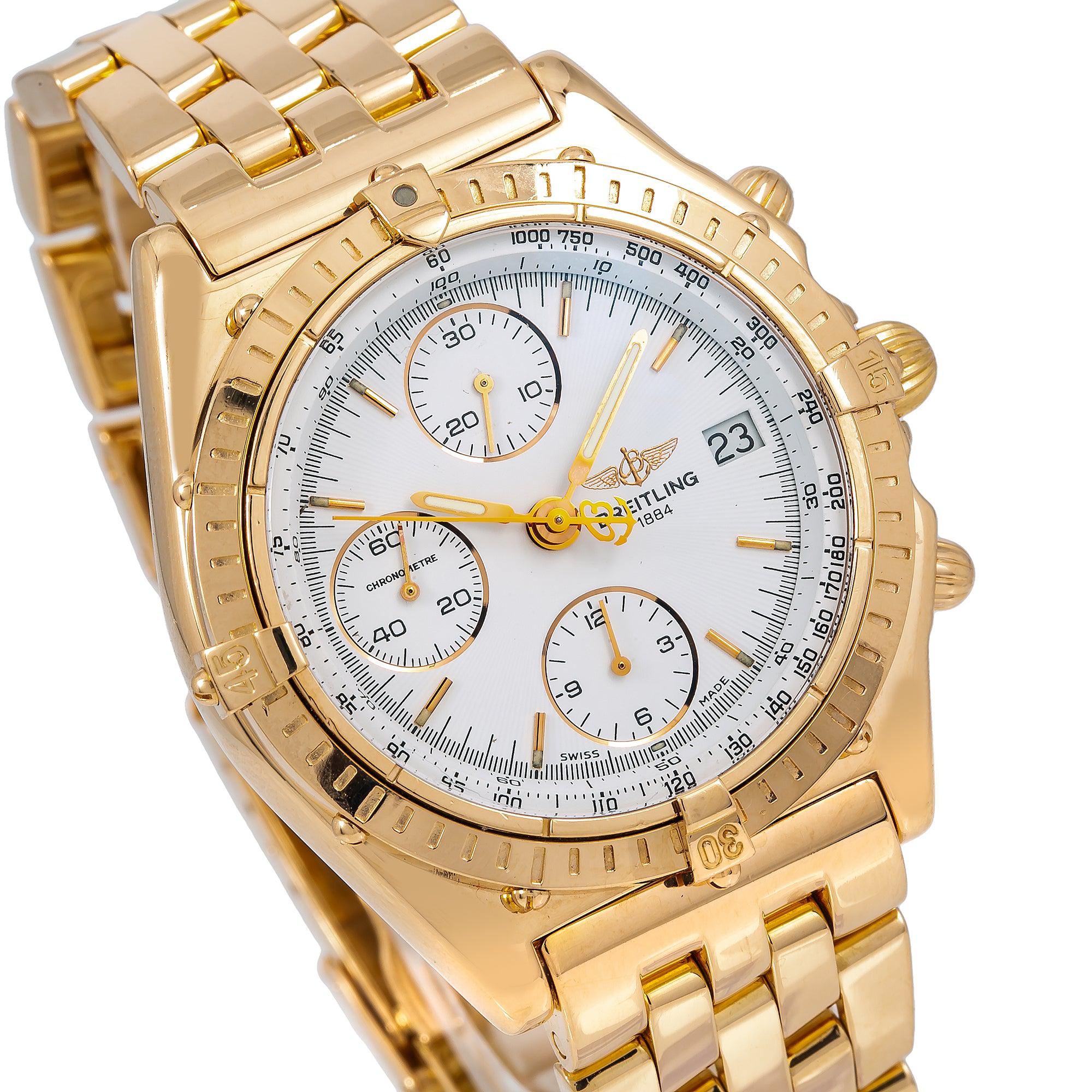 Breitling Chronomat K13050 40MM White Dial With Yellow Gold Bracelet