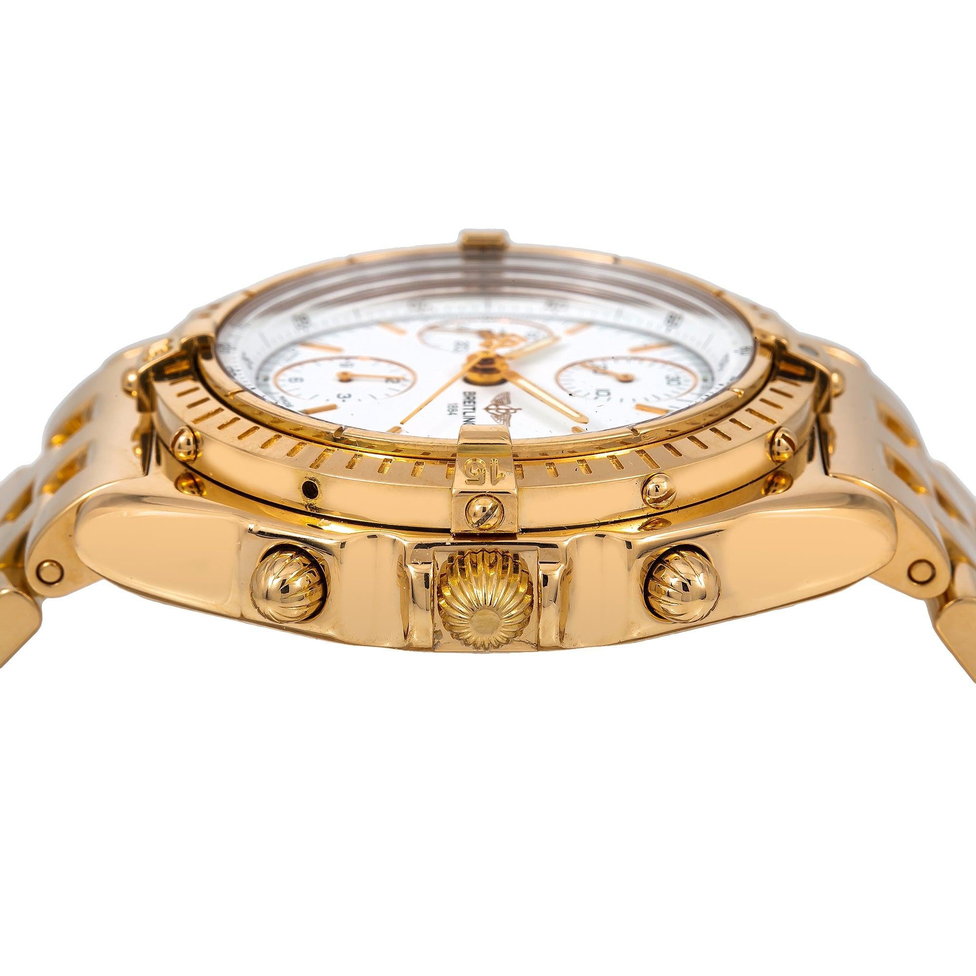 Breitling Chronomat K13050 40MM White Dial With Yellow Gold Bracelet