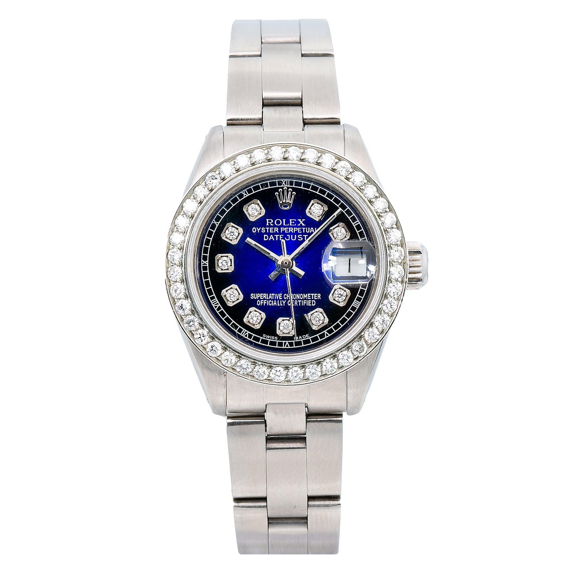Rolex Lady-Datejust 6917 26MM Blue Diamond Dial With Stainless Steel Bracelet