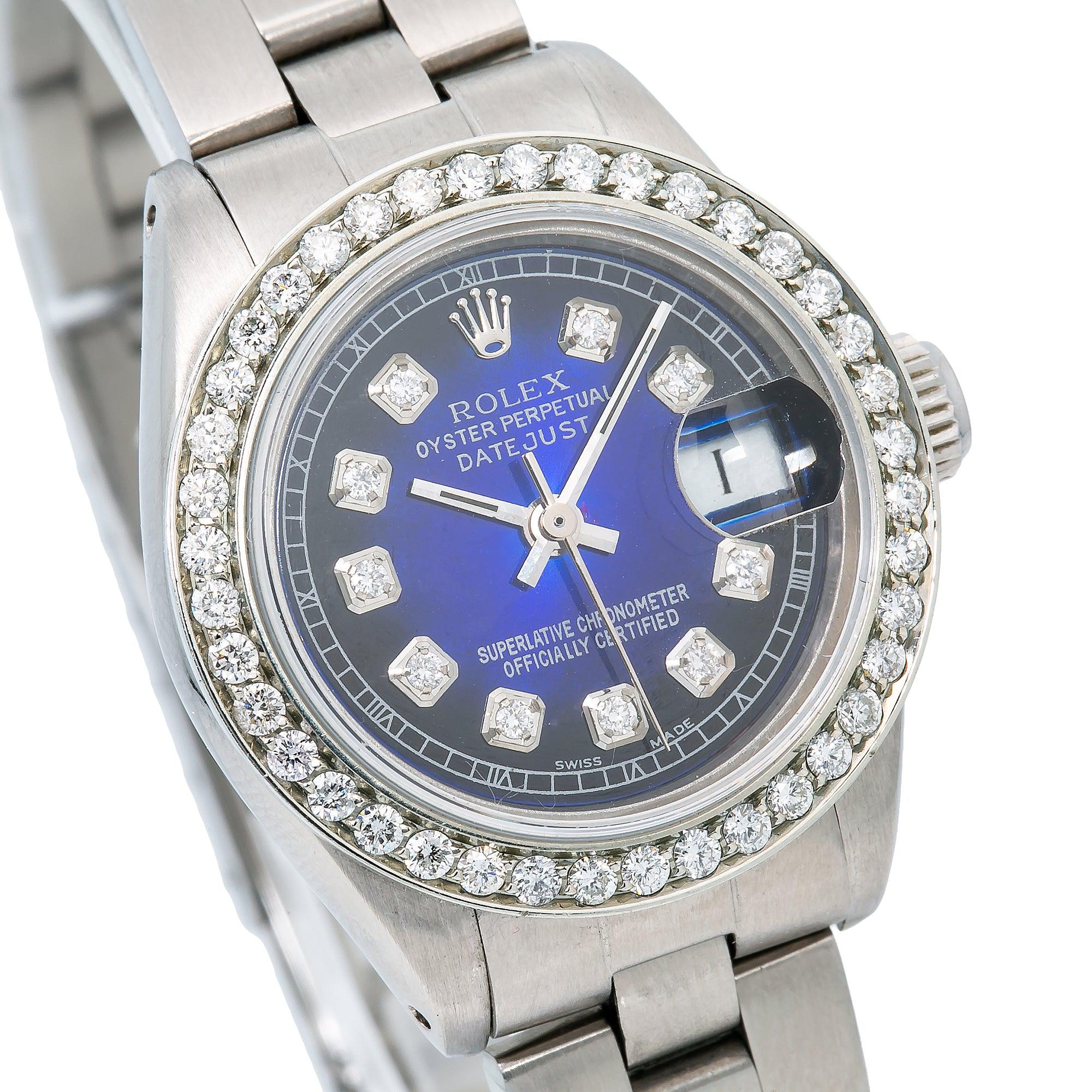 Rolex Lady-Datejust 6917 26MM Blue Diamond Dial With Stainless Steel Bracelet