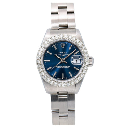 Rolex Oyster Perpetual Lady Date 69160 26MM Blue Dial With Oyster Bracelet