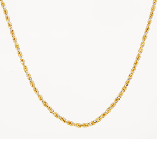 14K GOLD DIAMOND CUT 3.5MM SOLID ROPE CHAIN