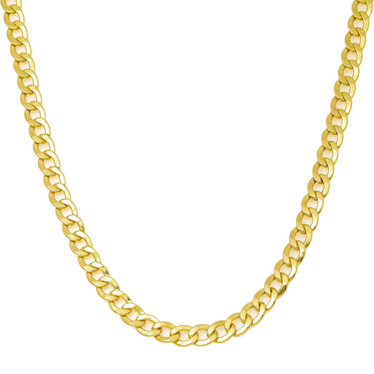 10k Yellow Gold 5mm Hollow Cuban Link Chain Available In Sizes 18"-26"