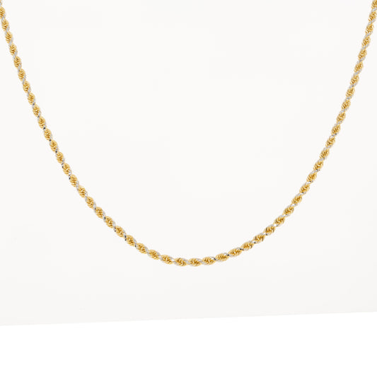 14K GOLD DIAMOND CUT 2.5MM SOLID ROPE CHAIN