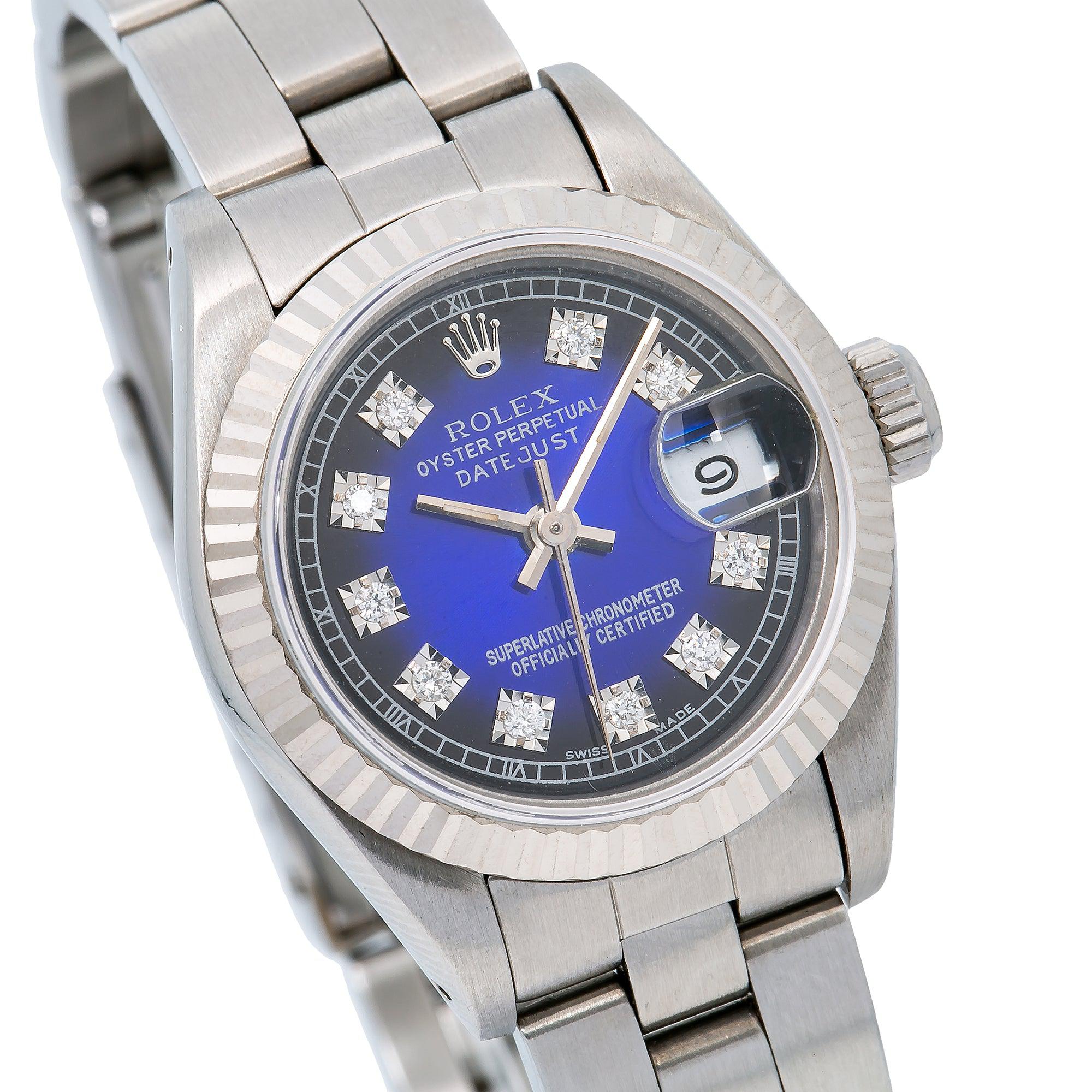 Rolex Lady-Datejust 69174 26MM Blue Diamond Dial With Stainless Steel  Bracelet