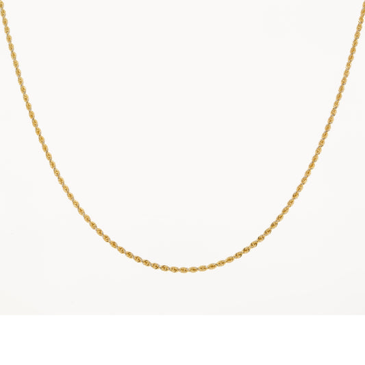 14K GOLD DIAMOND CUT 2MM SOLID ROPE CHAIN
