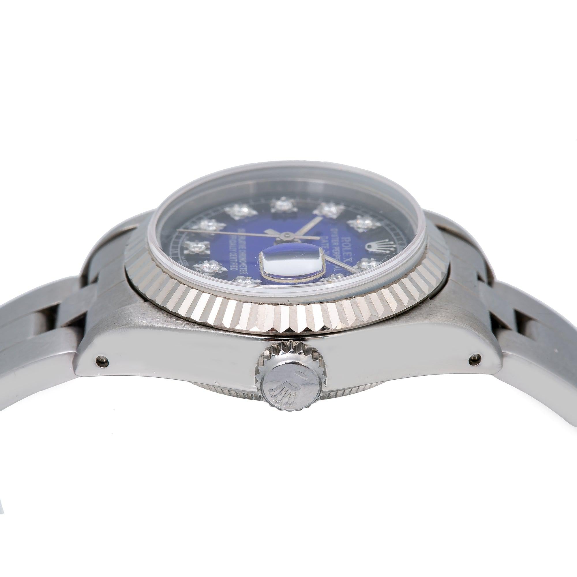 Rolex Lady-Datejust 69174 26MM Blue Diamond Dial With Stainless Steel  Bracelet