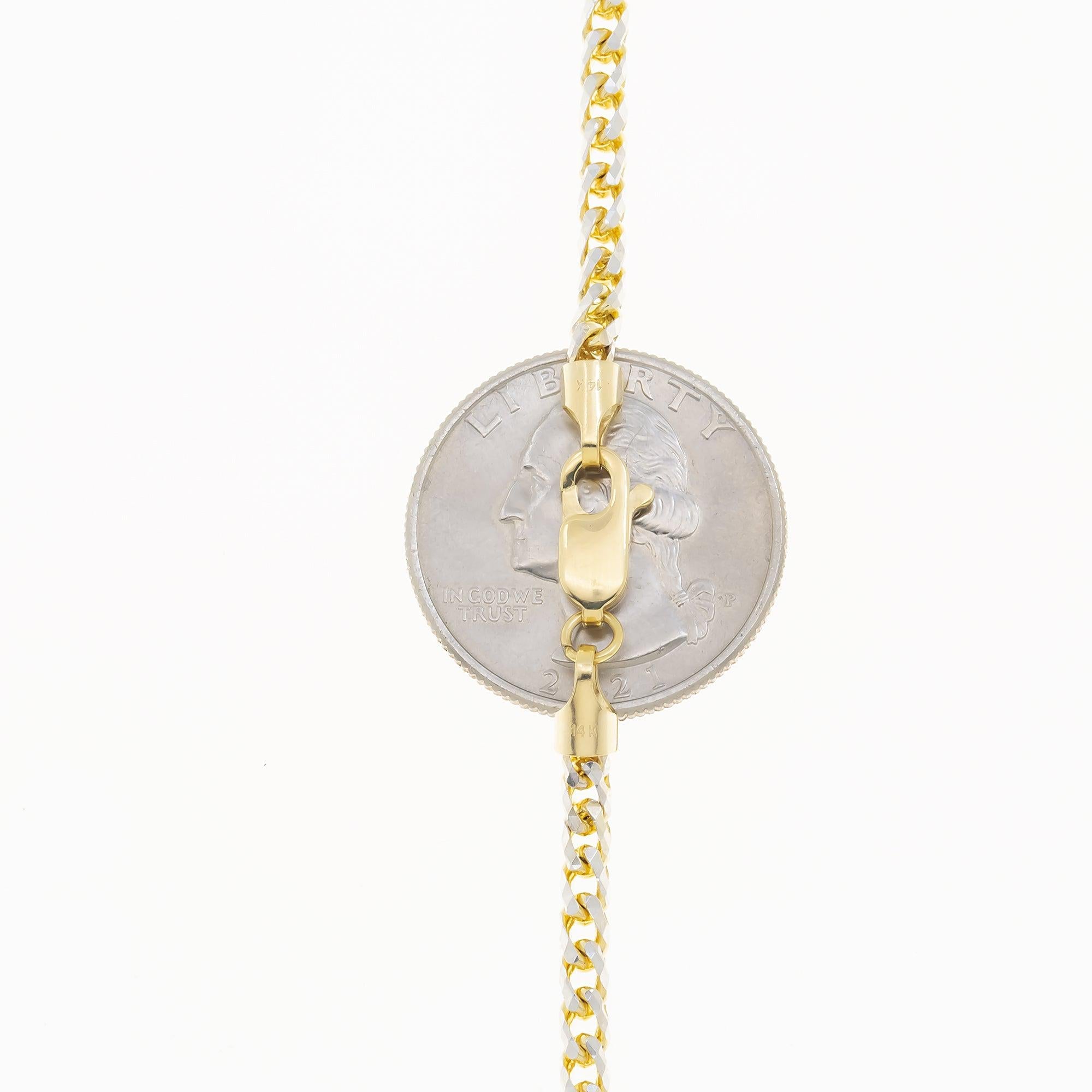 14K GOLD DIAMOND CUT 5MM SOLID CURB CHAIN