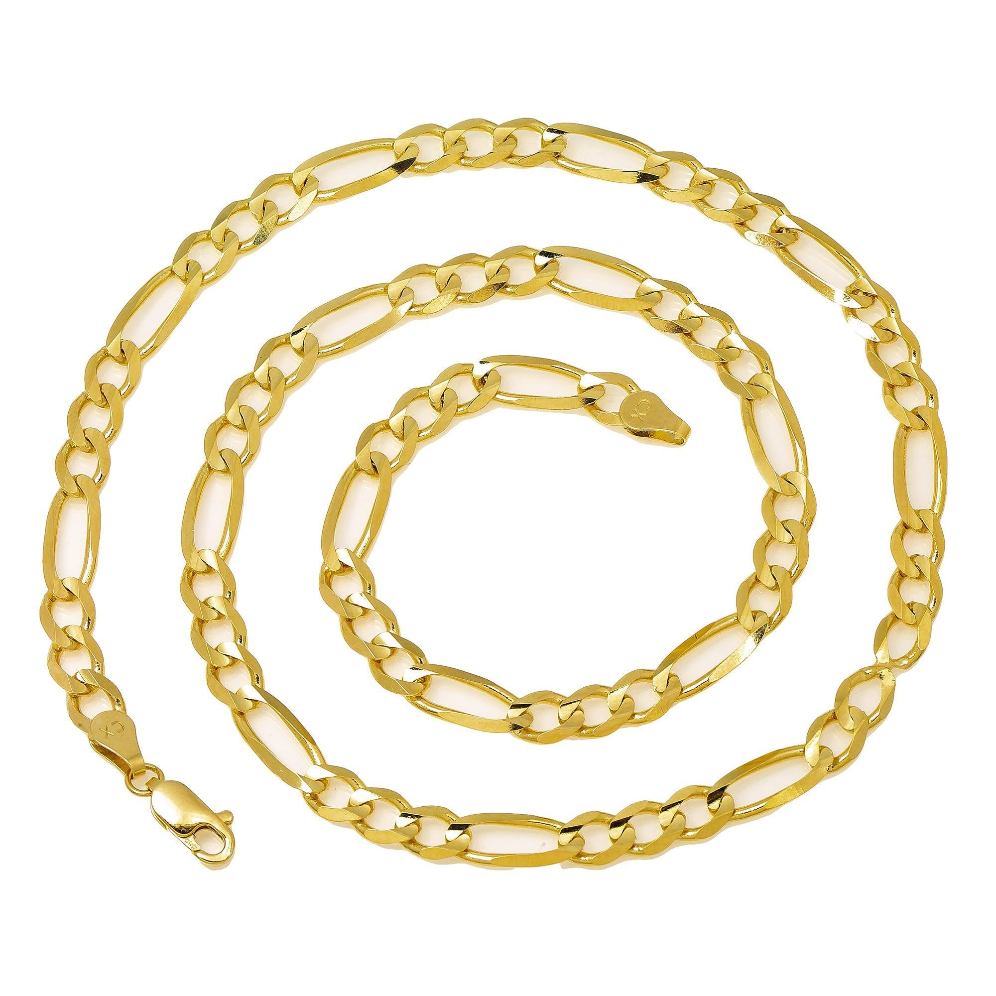 14k Yellow Gold 4.87mm Figaro Chain Available In Sizes 18"-26"
