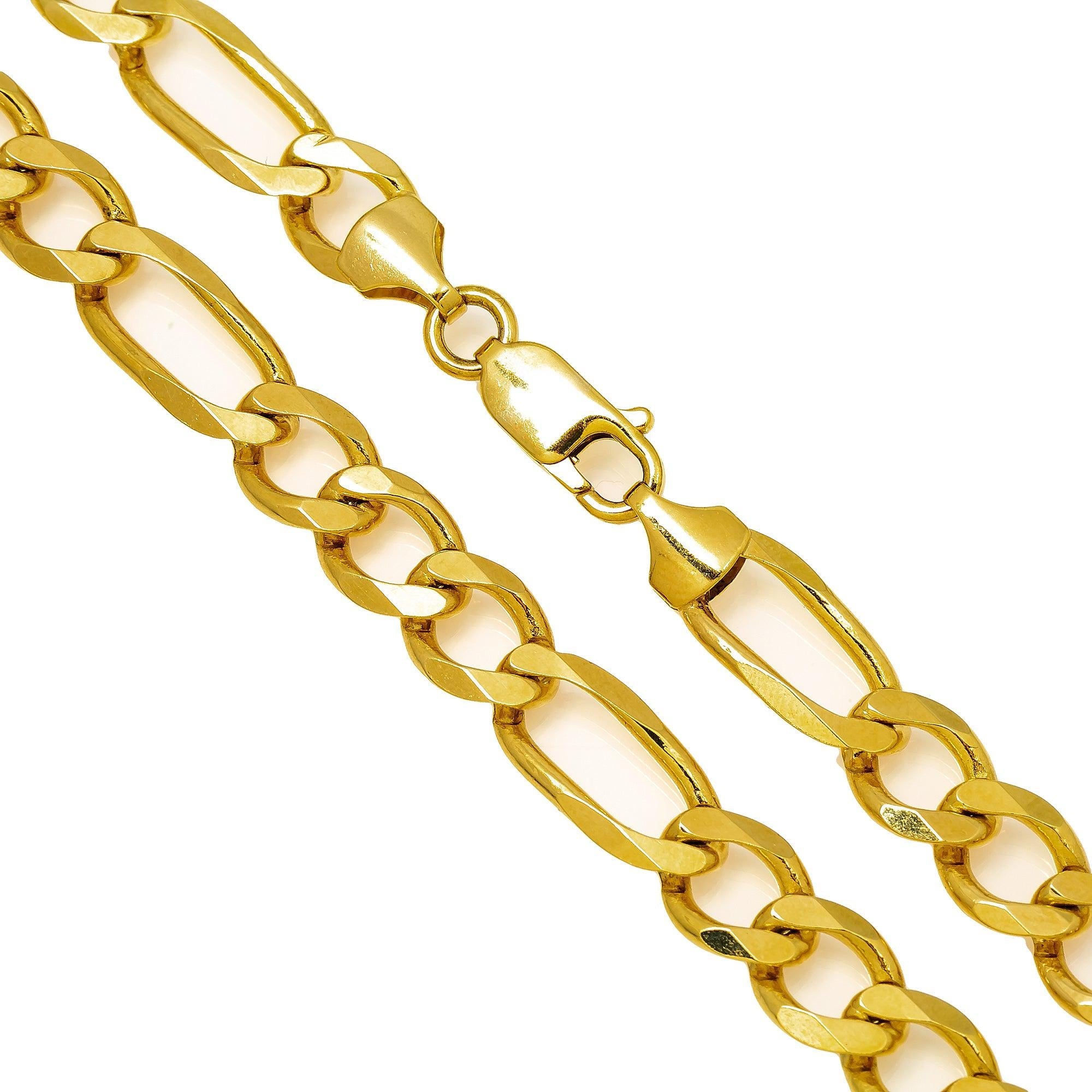 14k Yellow Gold 8mm Figaro Chain Available In Sizes 18"-24"