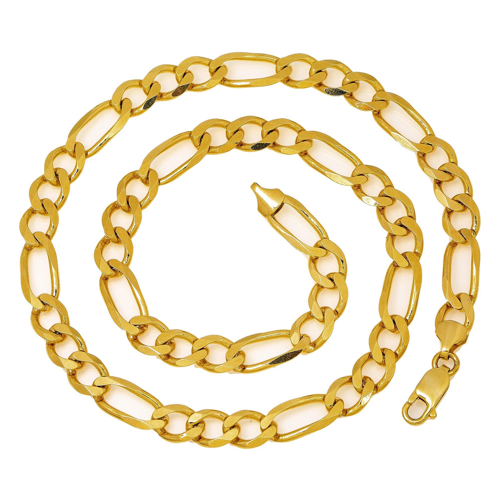 14k Yellow Gold 8mm Figaro Chain Available In Sizes 18"-24"
