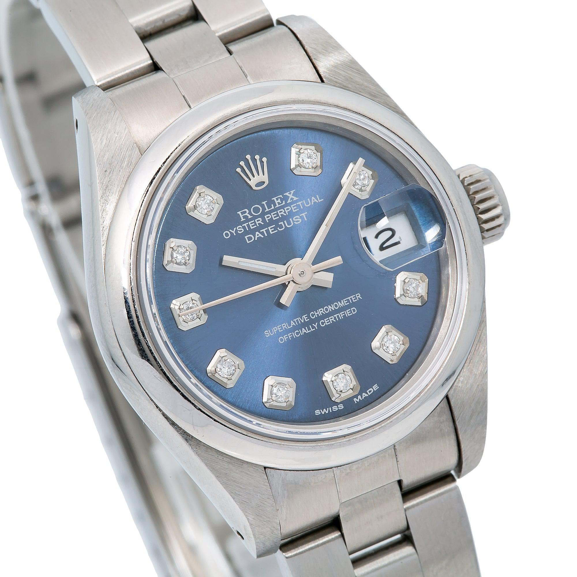Rolex Oyster Perpetual Lady Datejust 69240 26MM Blue Diamond Dial With Stainless Steel Bracelet