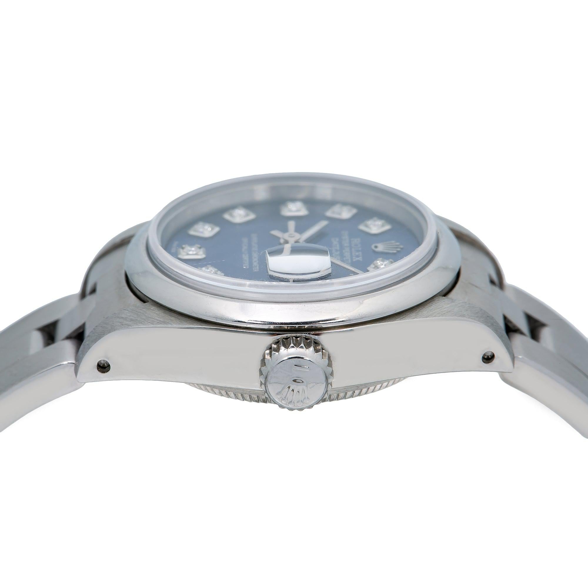 Rolex Oyster Perpetual Lady Datejust 69240 26MM Blue Diamond Dial With Stainless Steel Bracelet