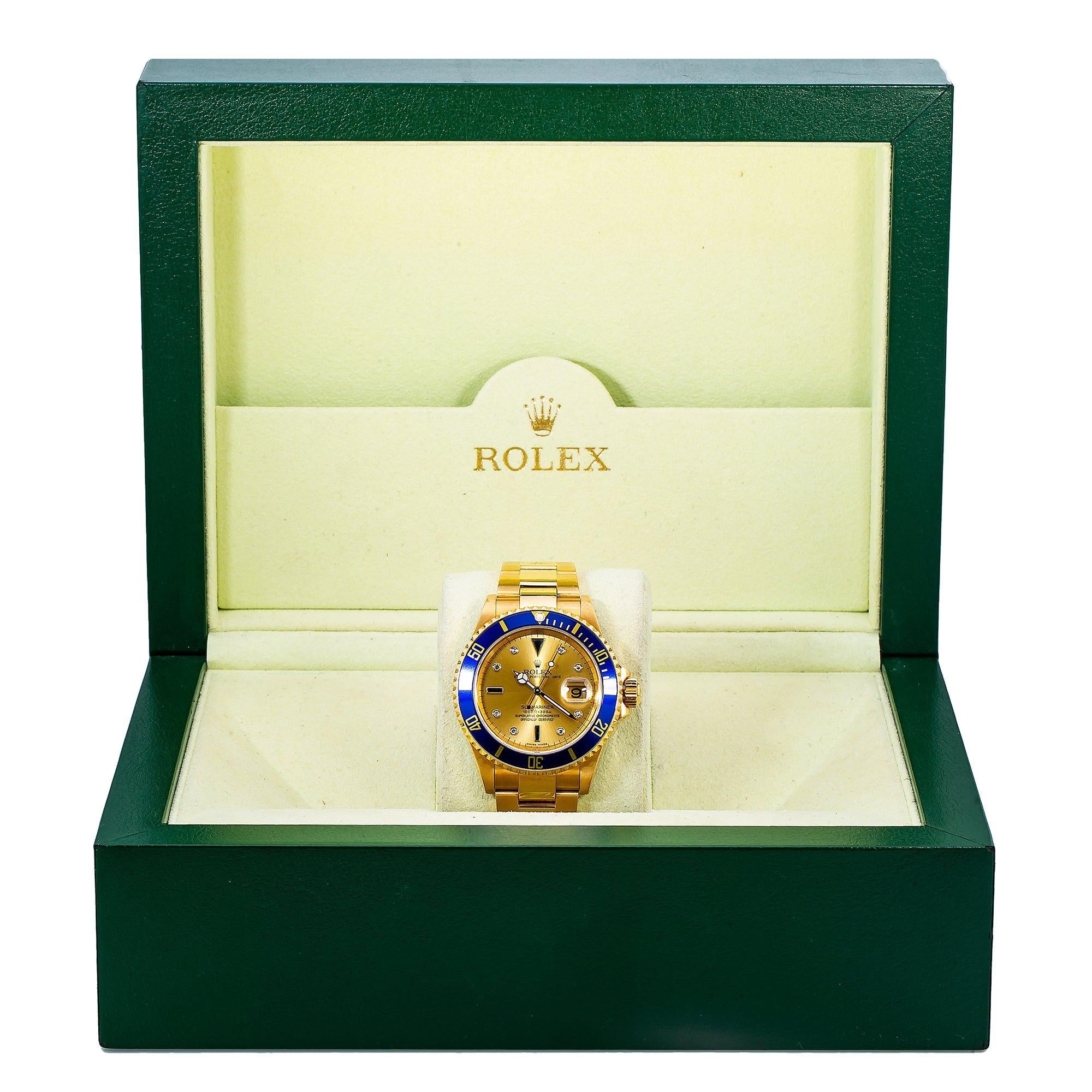 Rolex Submariner Date 16618 40MM Champagne Dial With Yellow Gold Oyster Bracelet