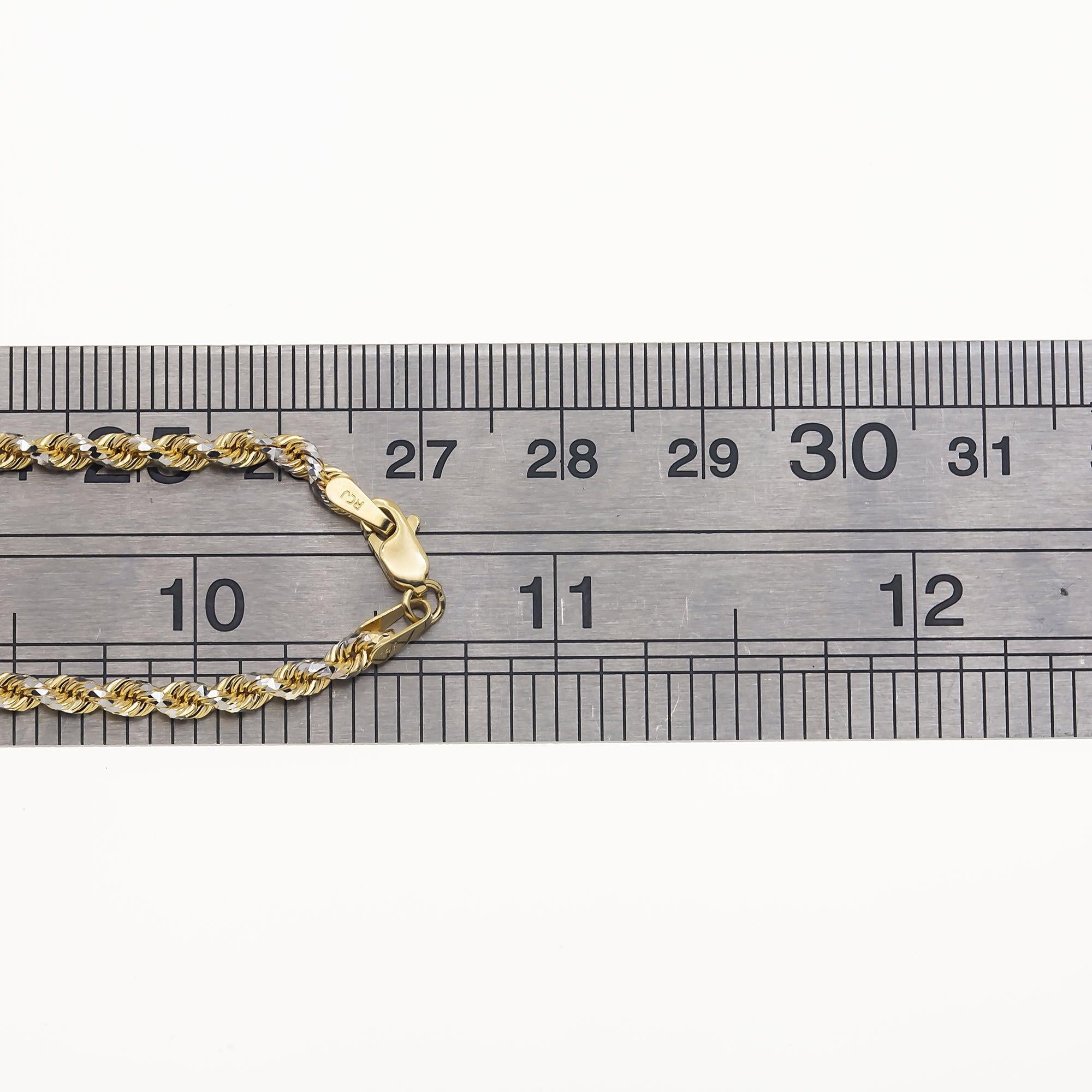 14K GOLD DIAMOND CUT 2.45MM SOLID ROPE CHAIN