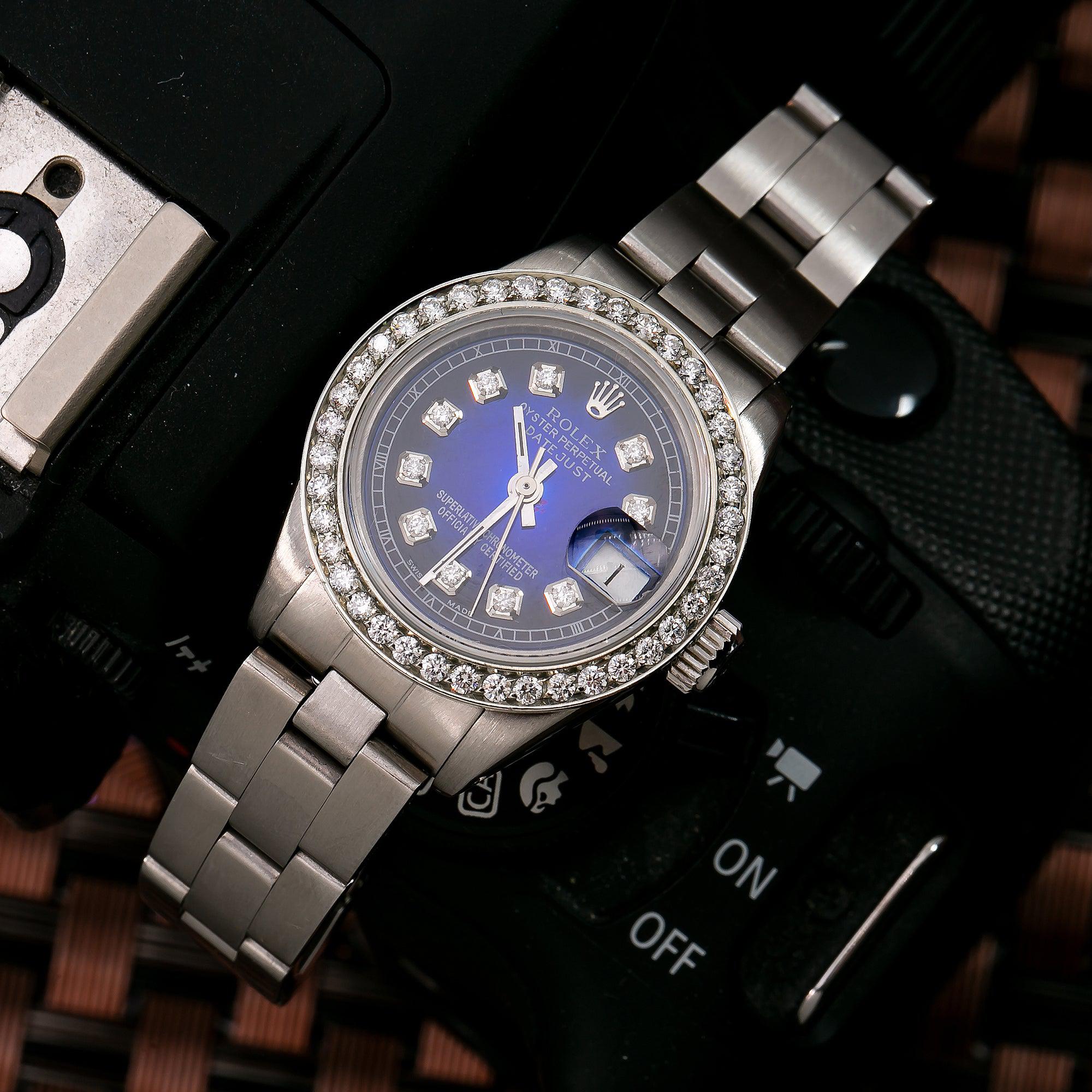 Rolex Lady-Datejust 6917 26MM Blue Diamond Dial With Stainless Steel Bracelet