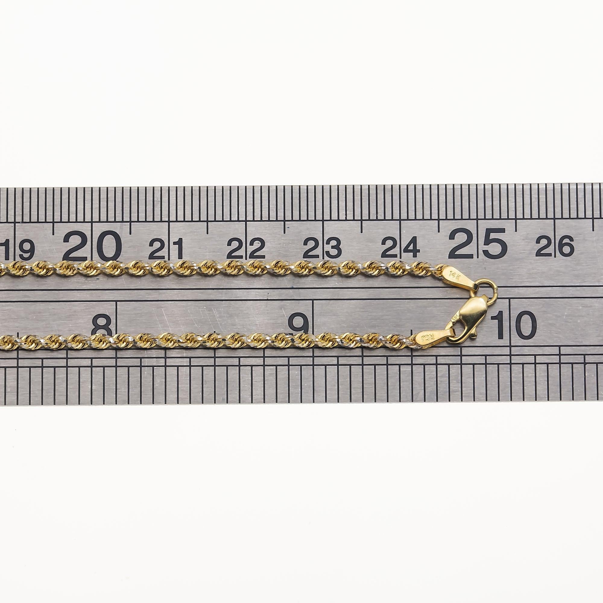 14K GOLD DIAMOND CUT 1.5MM SOLID ROPE CHAIN