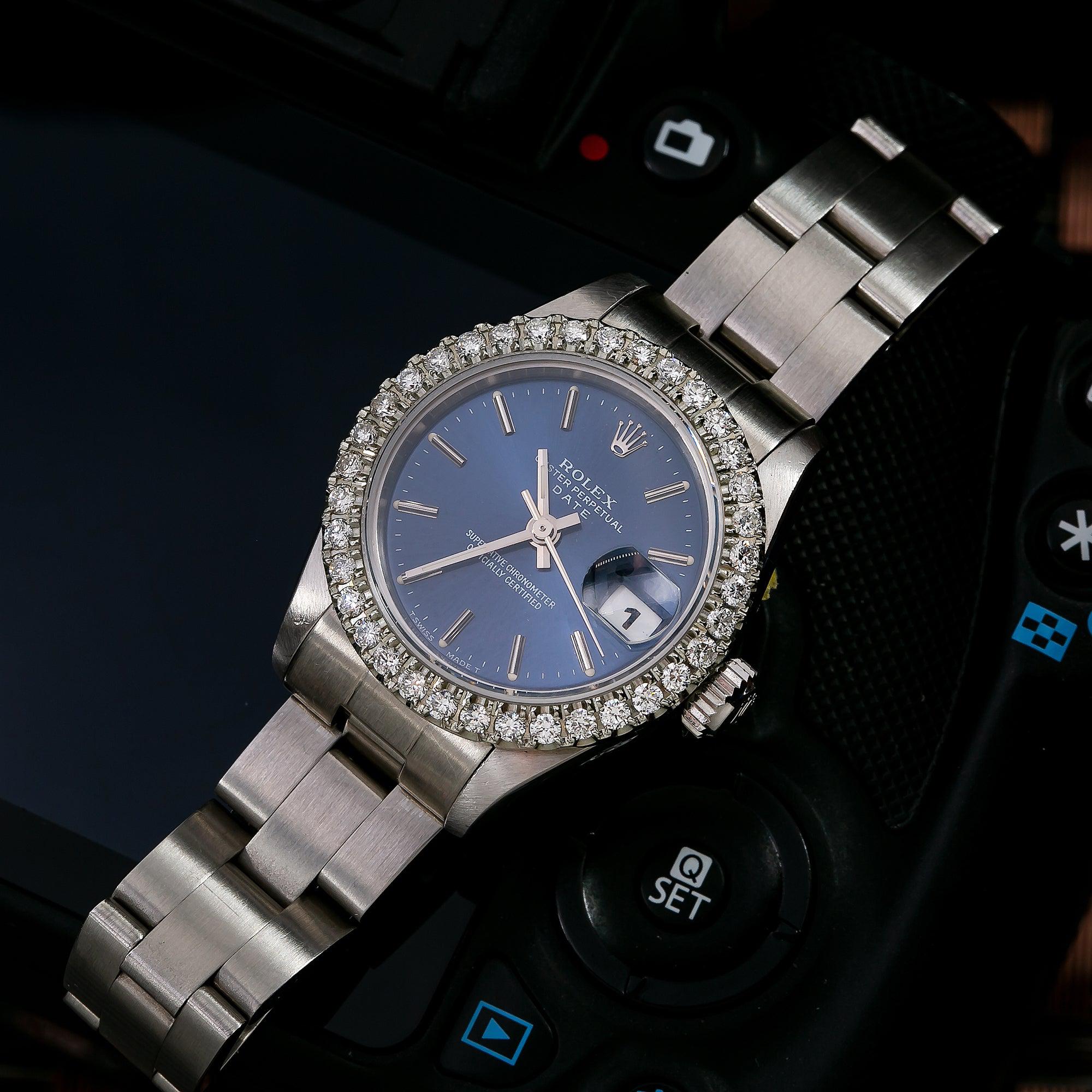 Rolex Oyster Perpetual Lady Date 69160 26MM Blue Dial With Oyster Bracelet