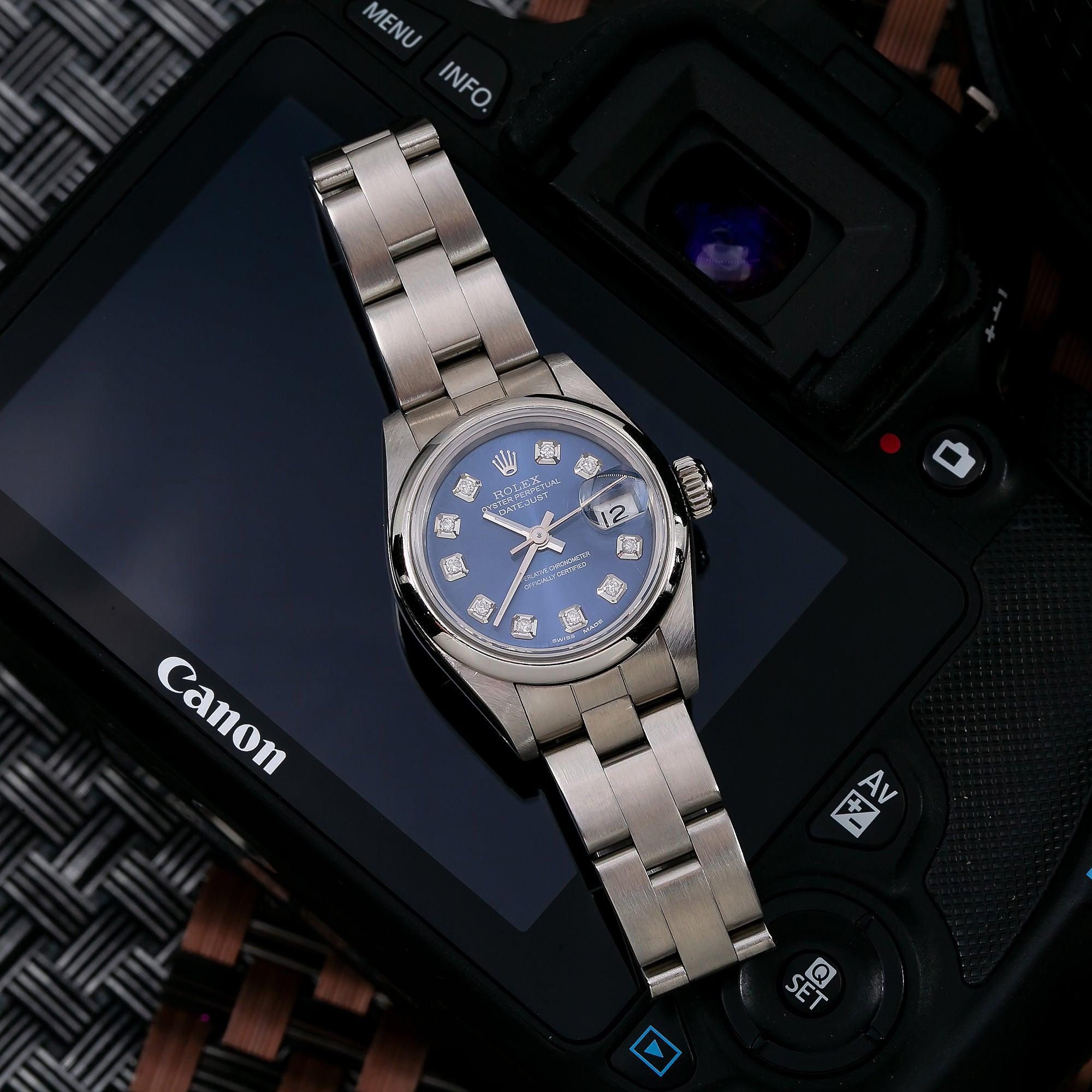 Rolex Oyster Perpetual Lady Datejust 69240 26MM Blue Diamond Dial With Stainless Steel Bracelet