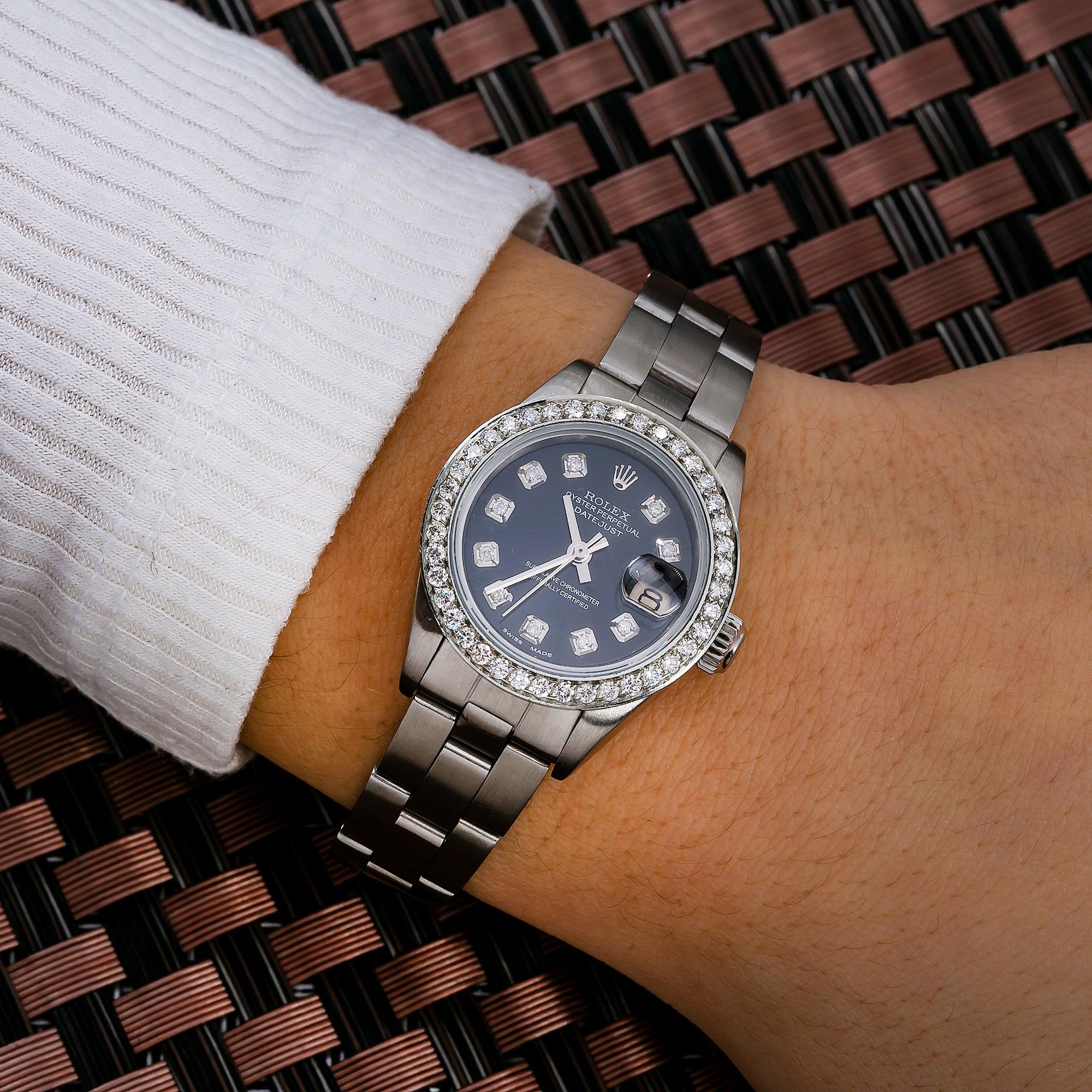 Rolex Lady-Datejust 6917 26MM Black Diamond Dial With Stainless Steel Bracelet