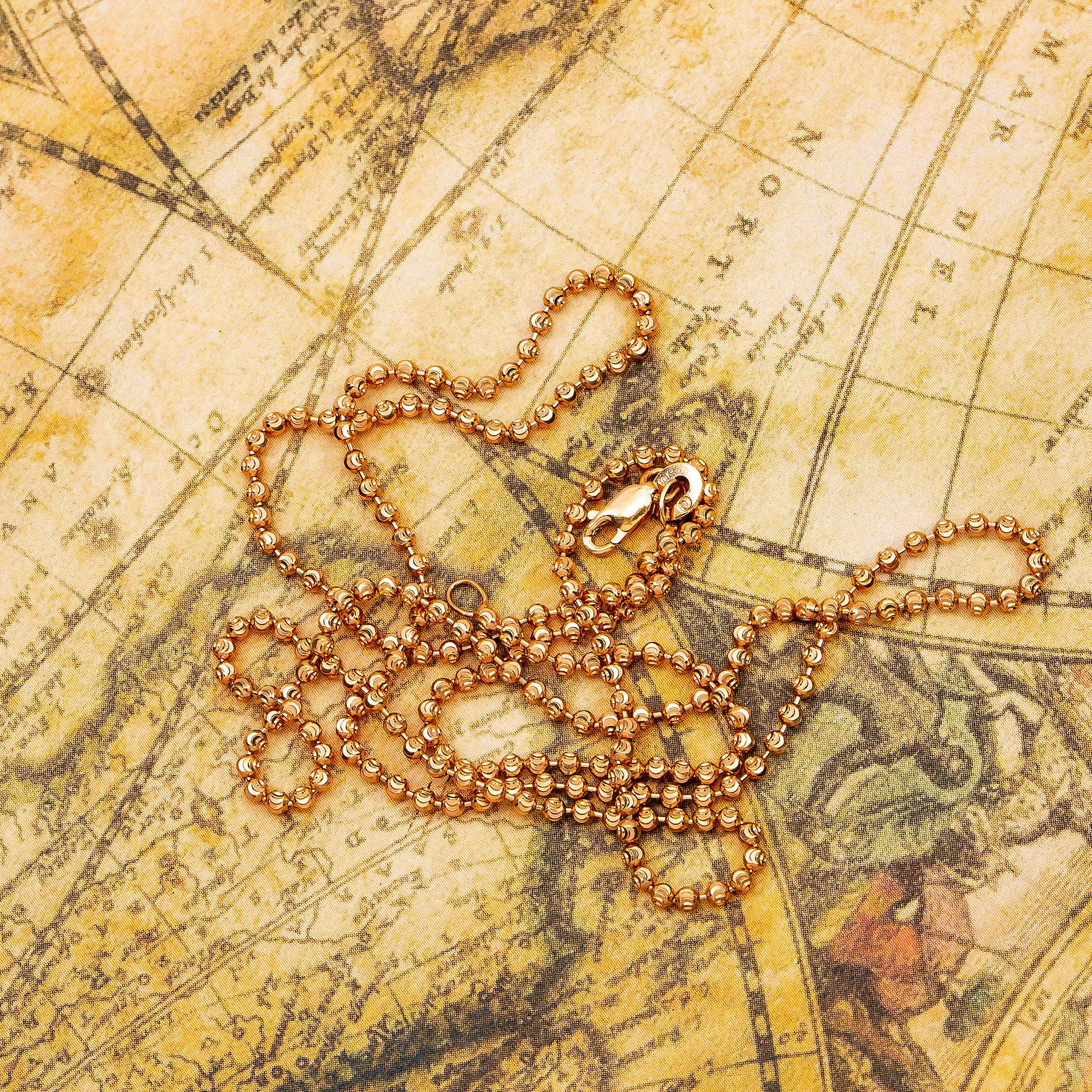 10K Rose Gold 1.73mm Moon Bead Chain Available In Sizes 18"-26"