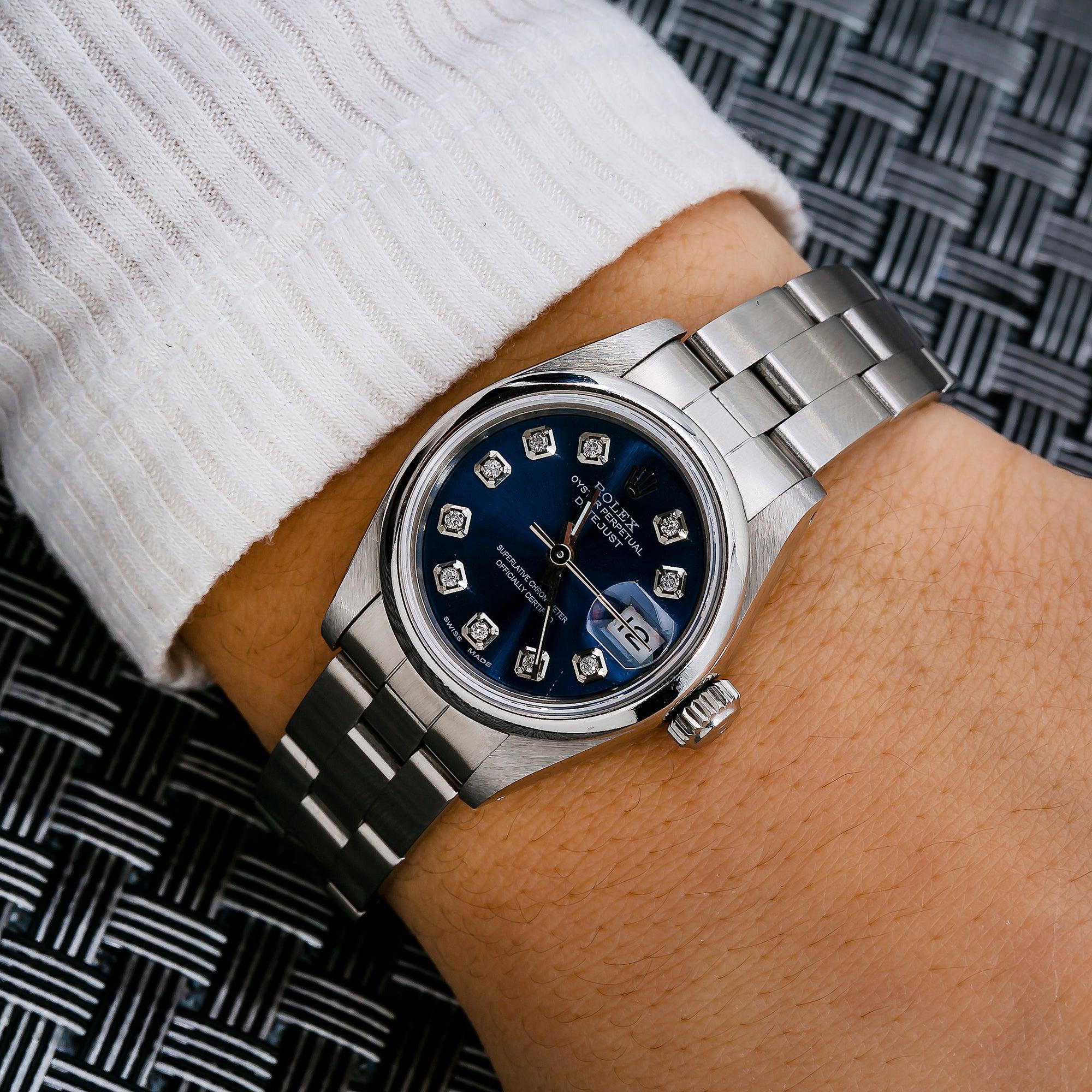 Rolex Oyster Perpetual Lady Datejust 69240 26MM Blue Diamond Dial With Stainless Steel Bracelet