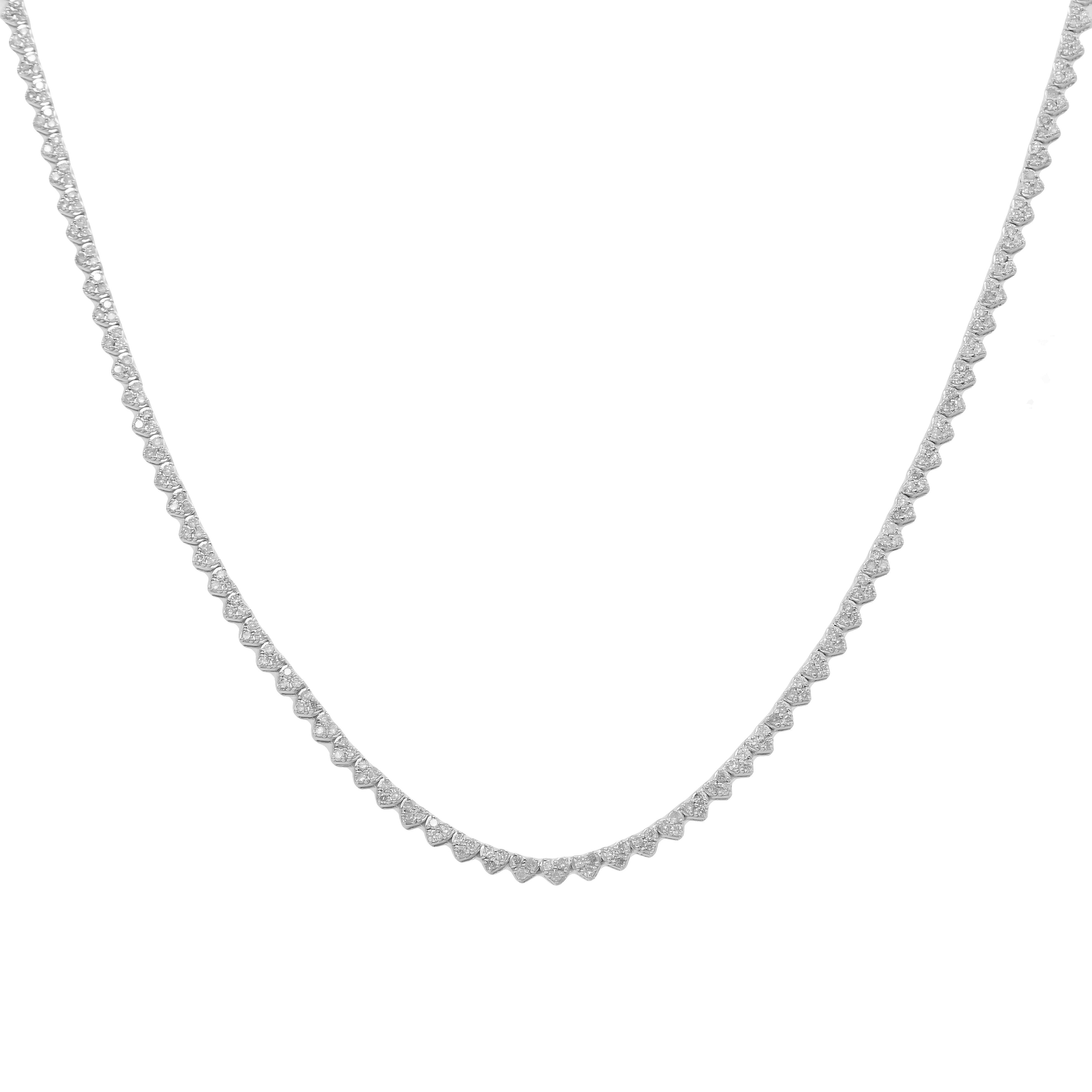 10K GOLD ROUND DIAMOND HEART SHAPE TENNIS CHAIN 3.09 CT