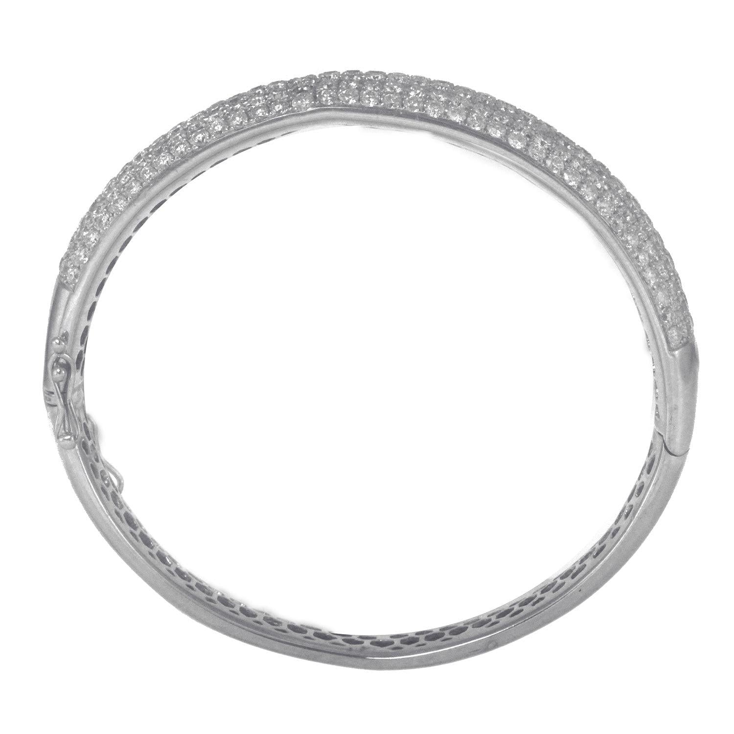 14K White Gold Bangle With 6 Rows Of 4.04 CT Diamonds