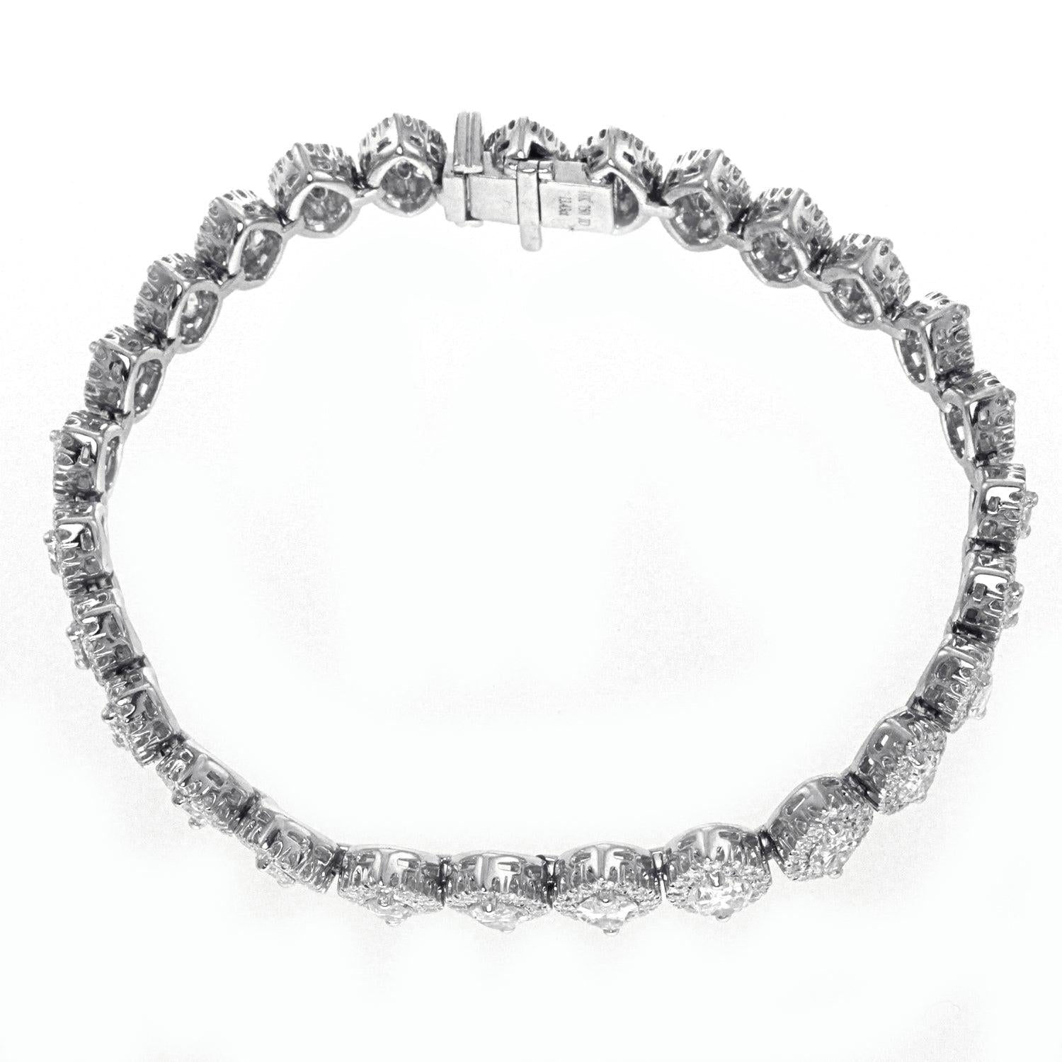 18K White Gold Marquise And Round Diamonds Fancy Bracelet 13.43 CTW