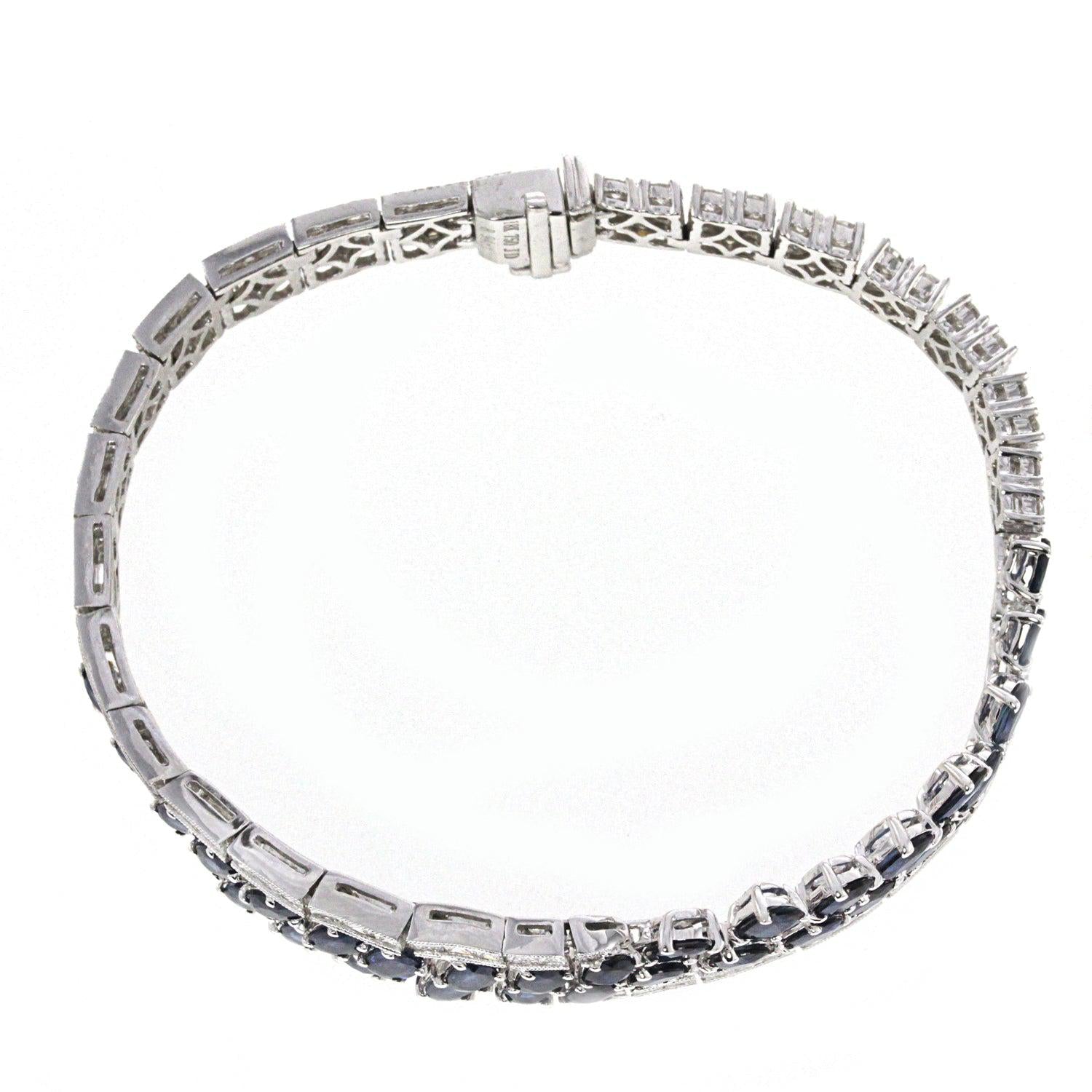 18K White Gold Diamond and Sapphire Gemstone Bracelet 8.94 CTW
