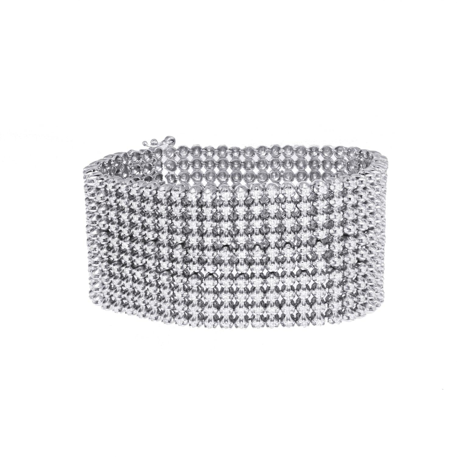 Men's Diamond Bracelet with Ten Row Diamonds