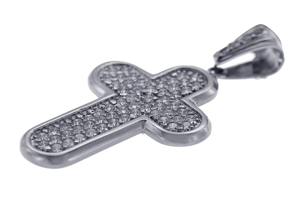 Unisex White Gold Cross with Diamonds