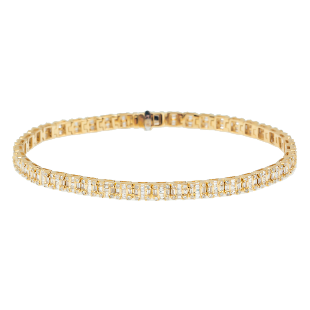 14K GOLD BAGUETTE DIAMONDS BRACELET 3.91 CT