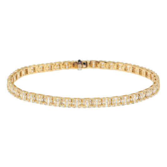 14K GOLD BAGUETTE DIAMONDS BRACELET 3.91 CT