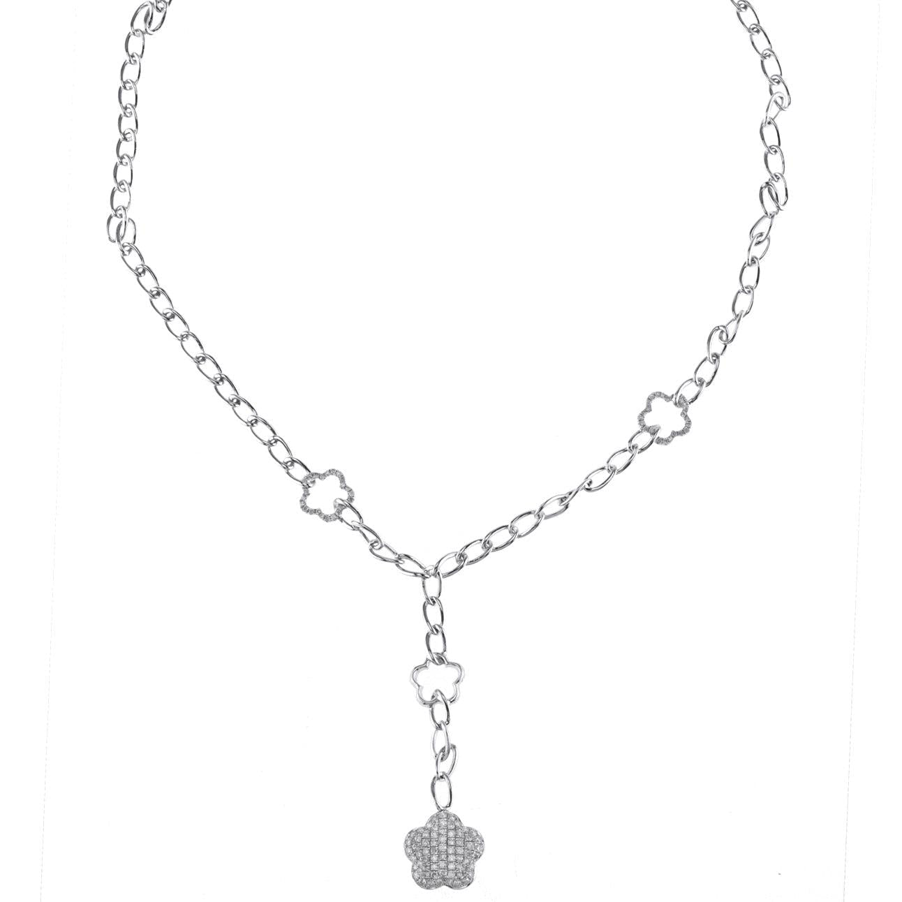 Ladies White Gold Chain with Diamonds and Star Pendant