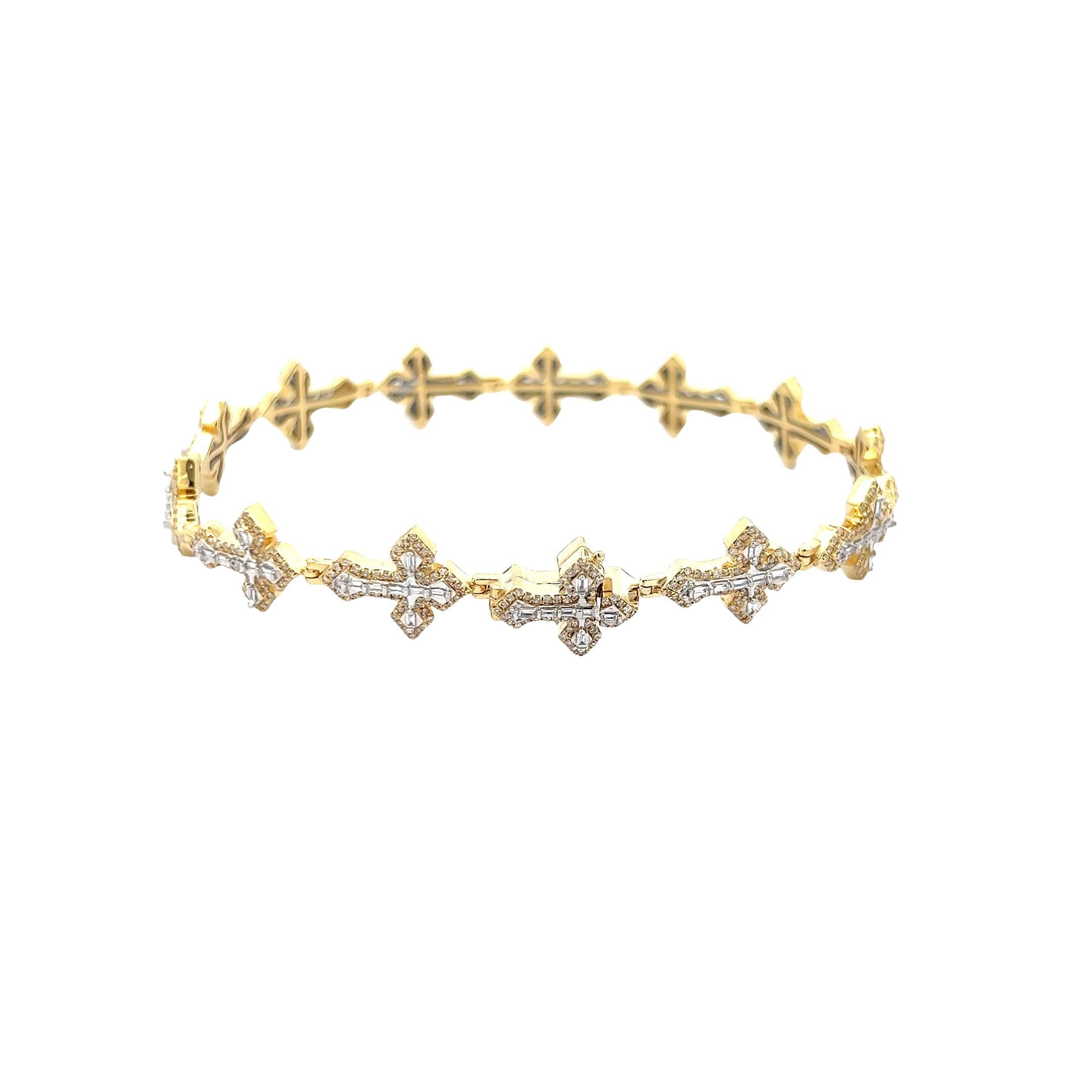 BR2188Y-8 $14,750.00 10KY 1.90CTW BAGUETTE DIAMOND CROSS BRACELET • 8.BUGUETTE&ROUNDDIAMCROSSPOINTEDEDGES.10KY1.90CTWBAGUETTEDIAMCROSSPOINTEDEDGES.__2024-04-18-13-14-42.jpg