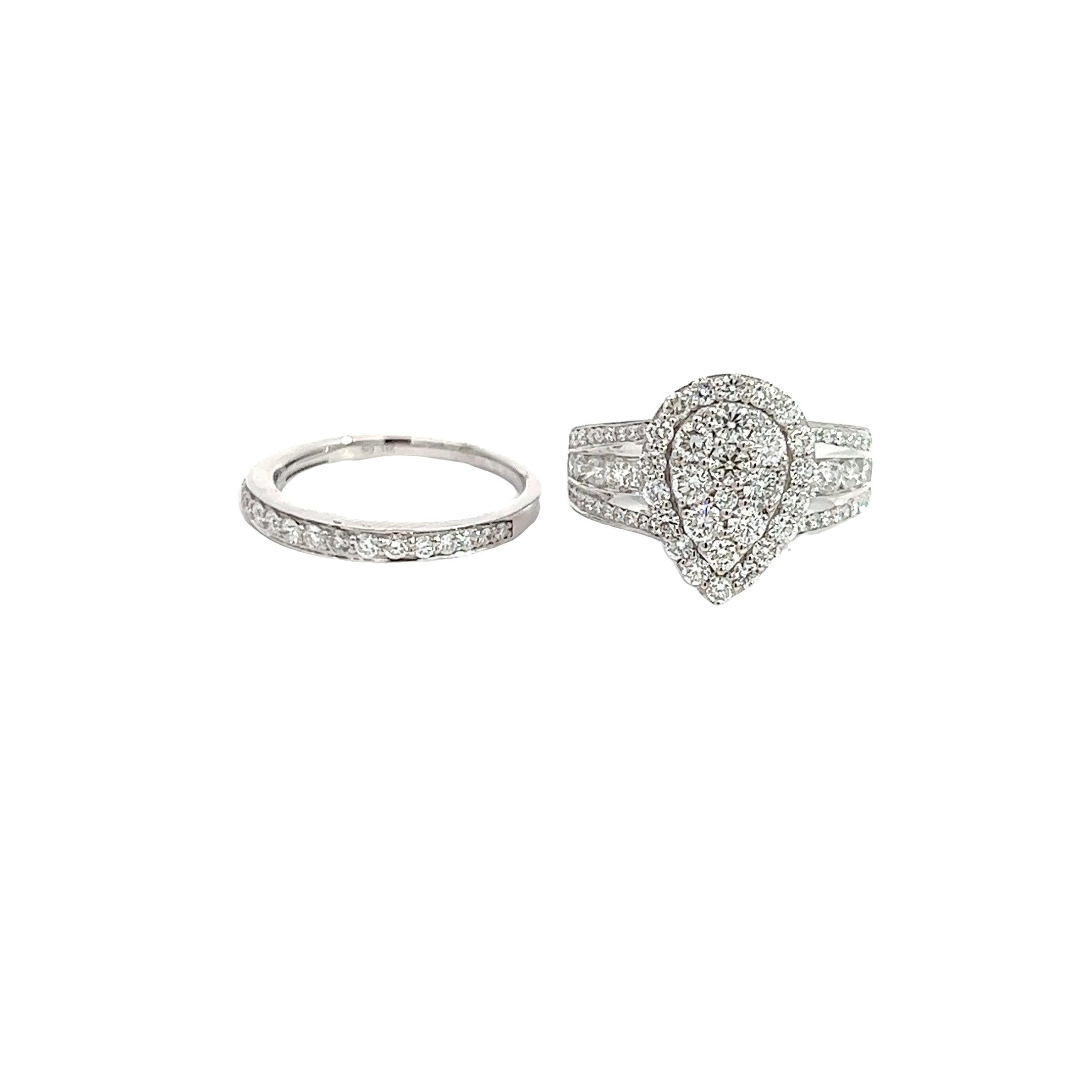 CL2400W $22,990.00 14KW 2.50CTW DIAMOND PEAR CLUSTER BRIDAL SET - 3 ROW SHANK • SINGLE ROW BAND aC:aD__2024-04-09-10-28-28.jpg