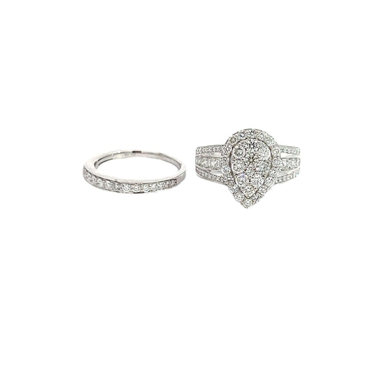 CL2400W $22,990.00 14KW 2.50CTW DIAMOND PEAR CLUSTER BRIDAL SET - 3 ROW SHANK • SINGLE ROW BAND aC:aD__2024-04-09-10-28-28.jpg