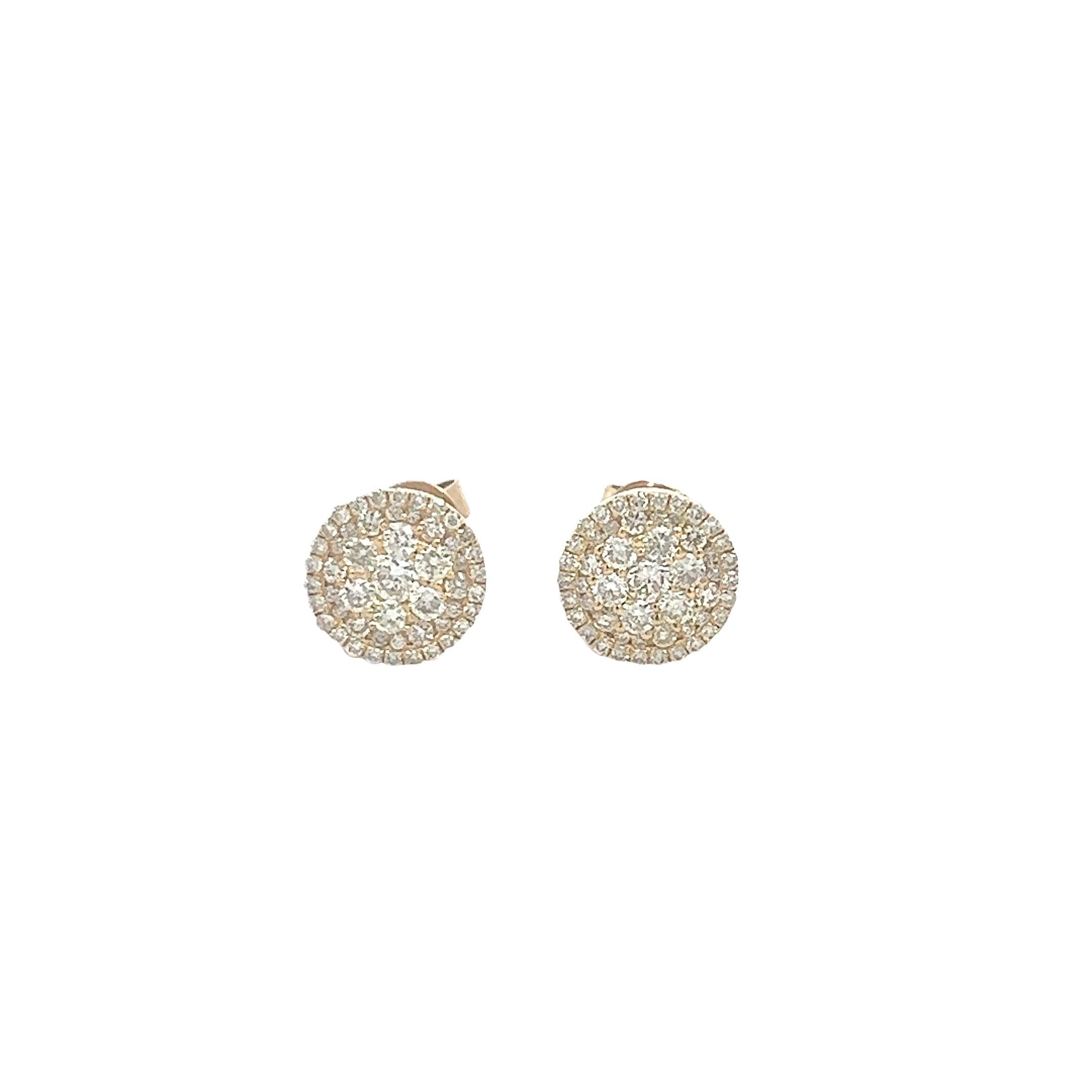 CL2421Y $7,990.00 14KY 1.00 CTW DIAMOND ROUND CLUSTER EARRINGS - SINGLE ROW BORDER__2024-04-17-16-15-37.jpg