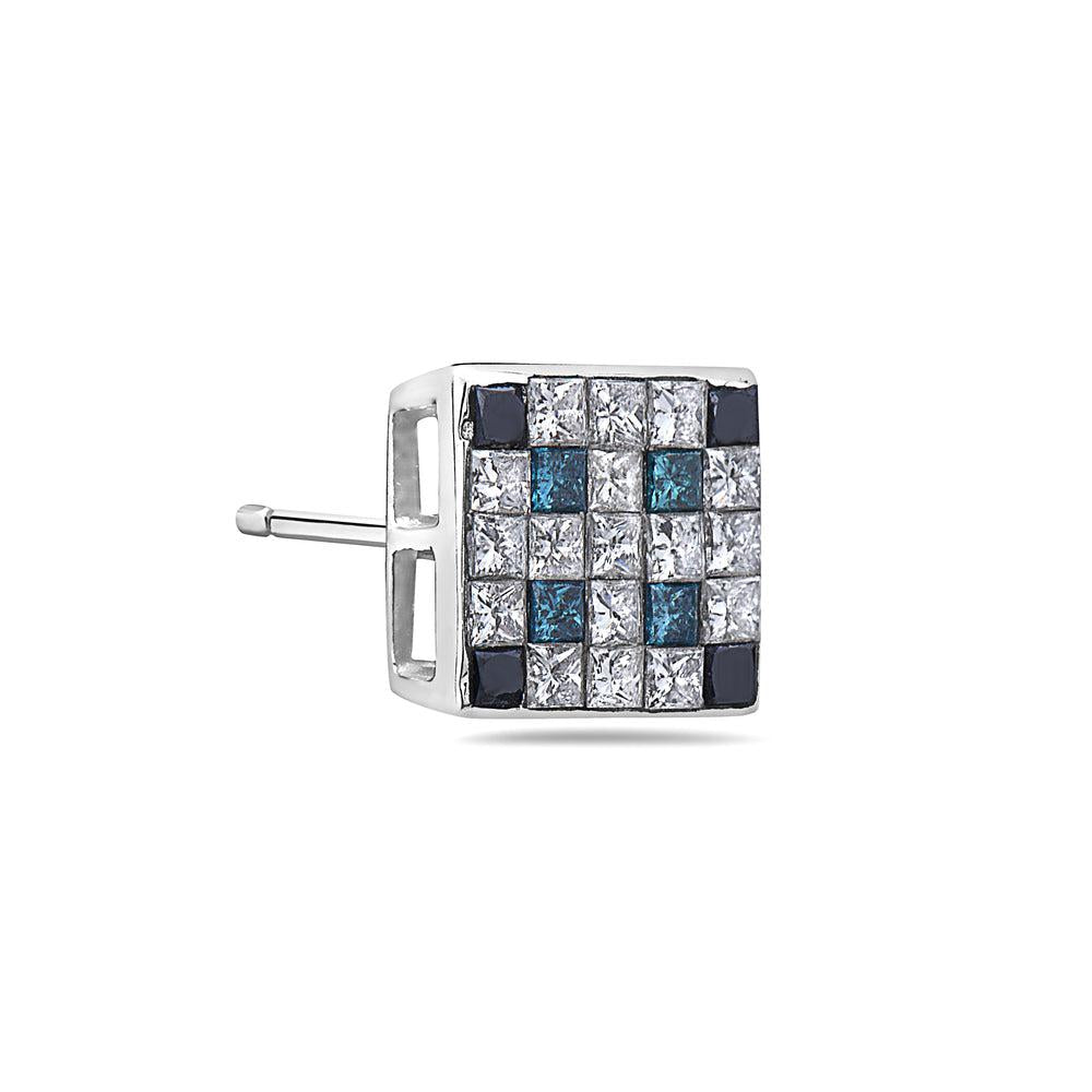 14K White Gold Ladies Earrings With Round Shaped Diamonds