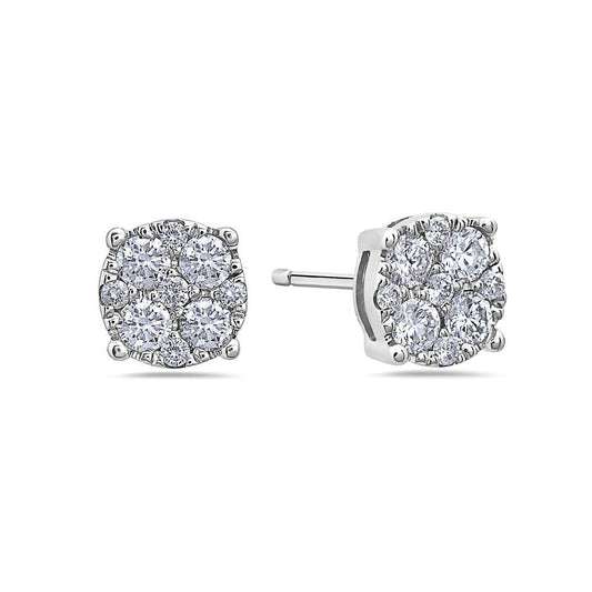 14K White Gold Ladies Earrings With 0.50 CT Diamonds