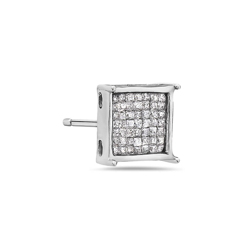 14K White Gold Earrings With Round Shaped Diamonds