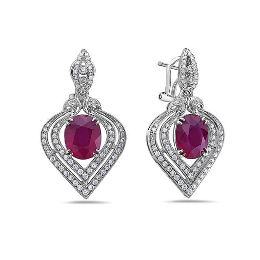 18K White Gold Ladies Earrings With White: 1.42 CTW Diamonds