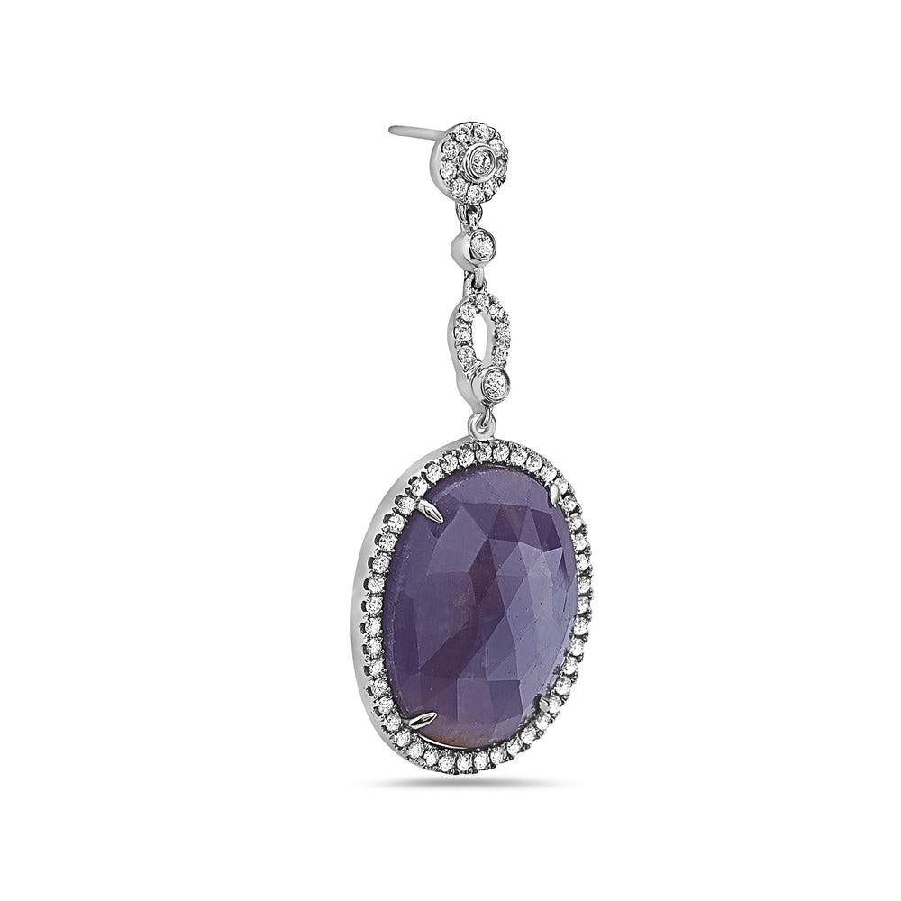 18K White Gold Ladies Earrings With  Round Shaped Diamonds