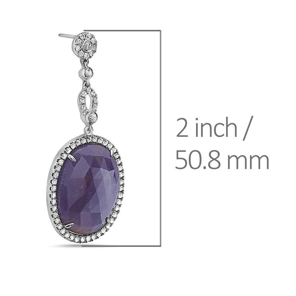 18K White Gold Ladies Earrings With  Round Shaped Diamonds