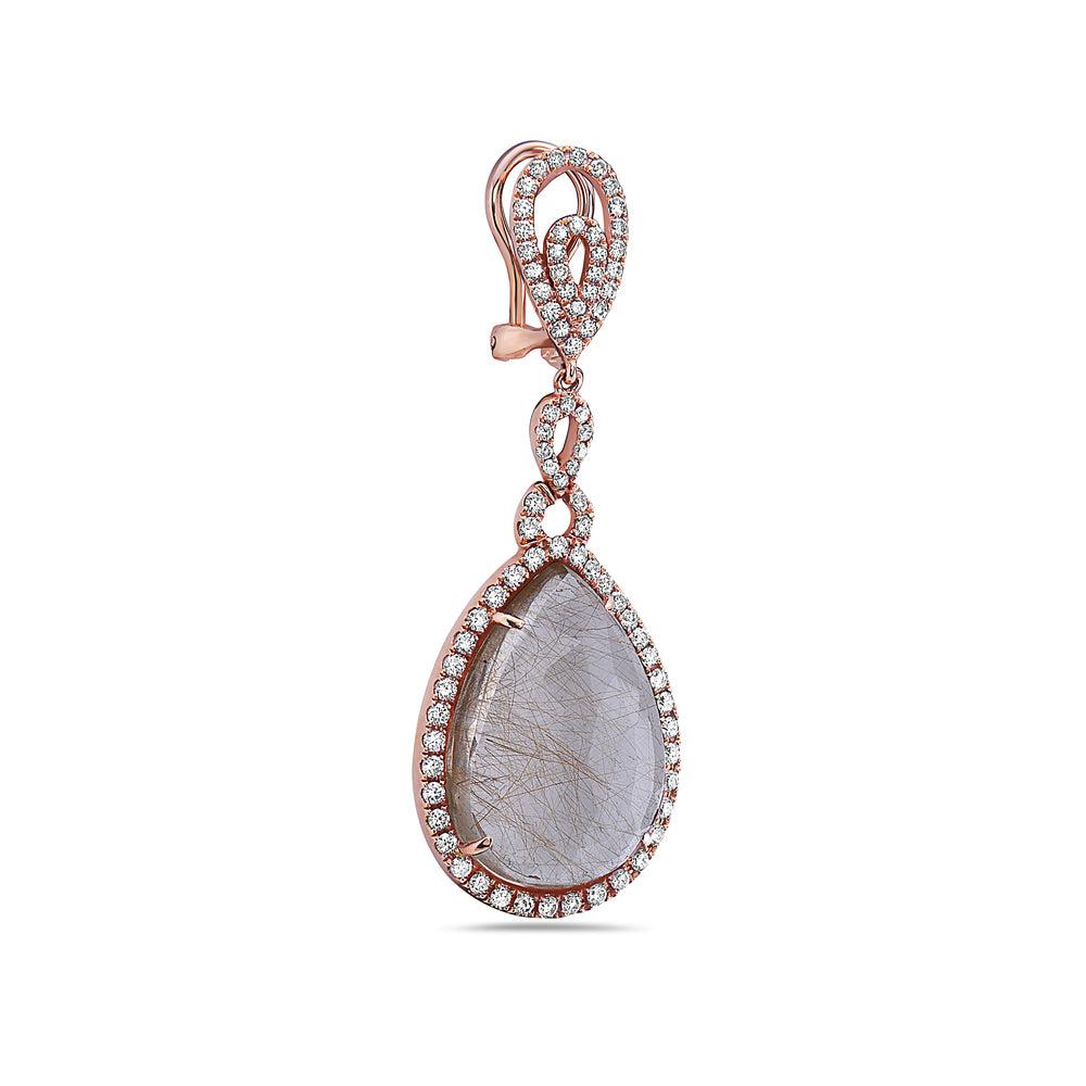 18K Rose Gold White Diamond Drop Earrings 2.08 CTW